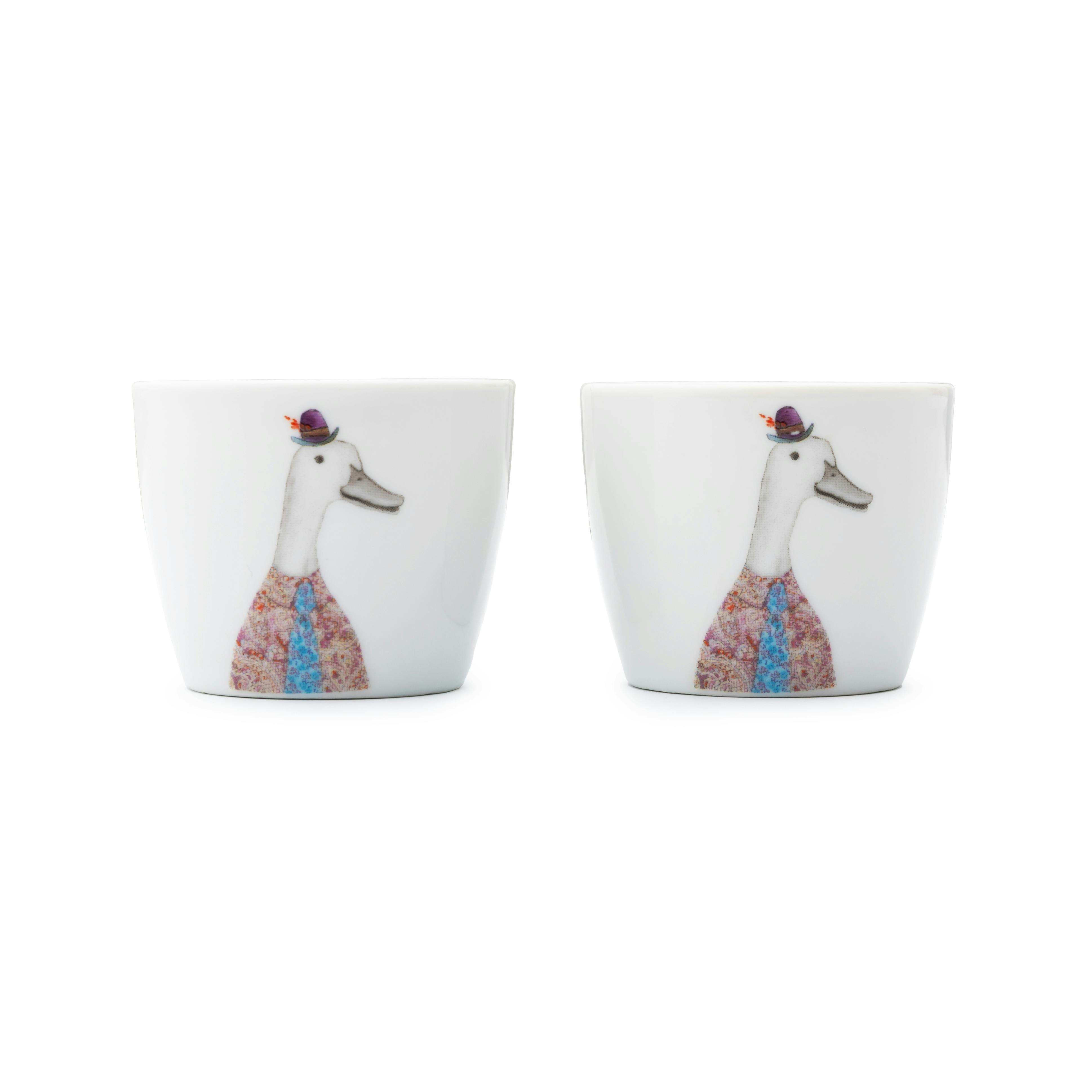Rackhams White Tipperleyhill 2Pc Porcelain Egg Cup Set With Duck Print, Gift Boxed 5Cm - Porcelain - Egg Cup