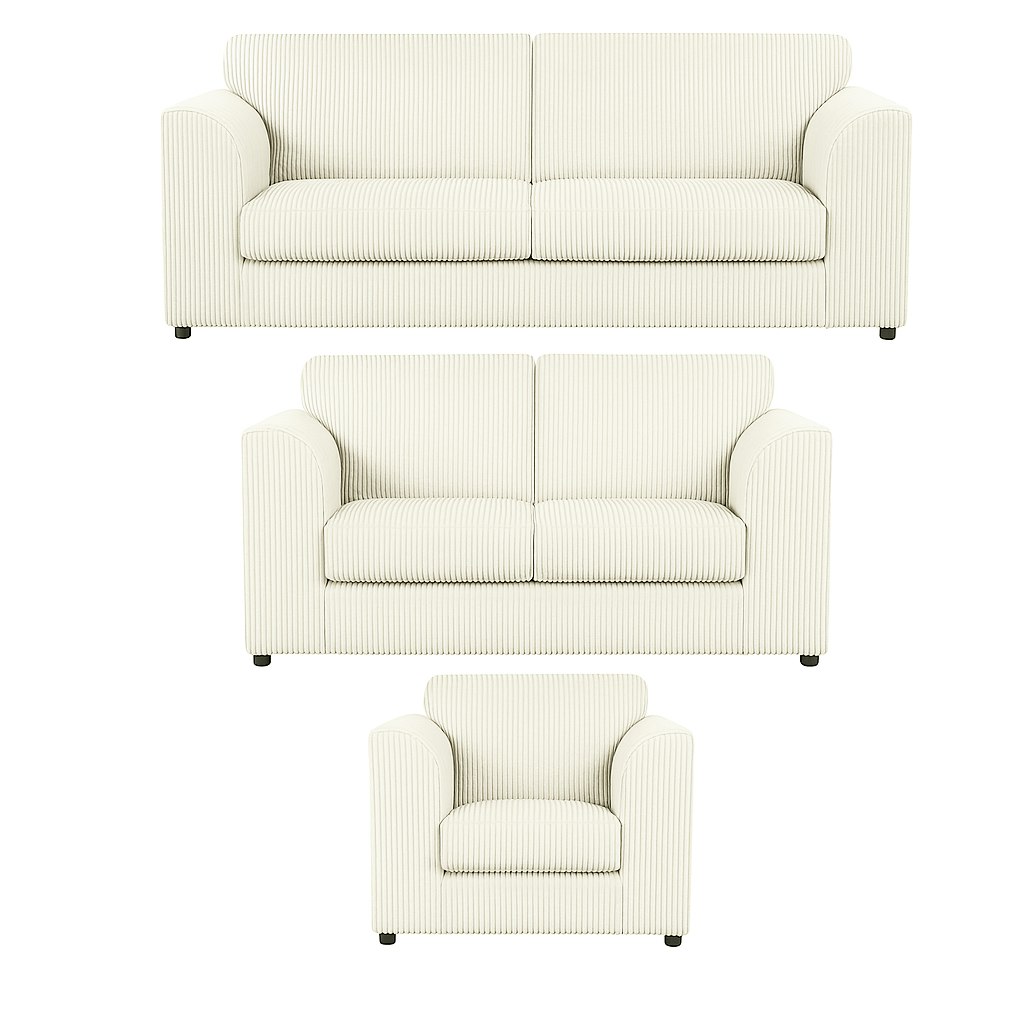 Furnishings For Less Cream Luxor Full Jumbo Cord 3 Piece Suite - Full Back