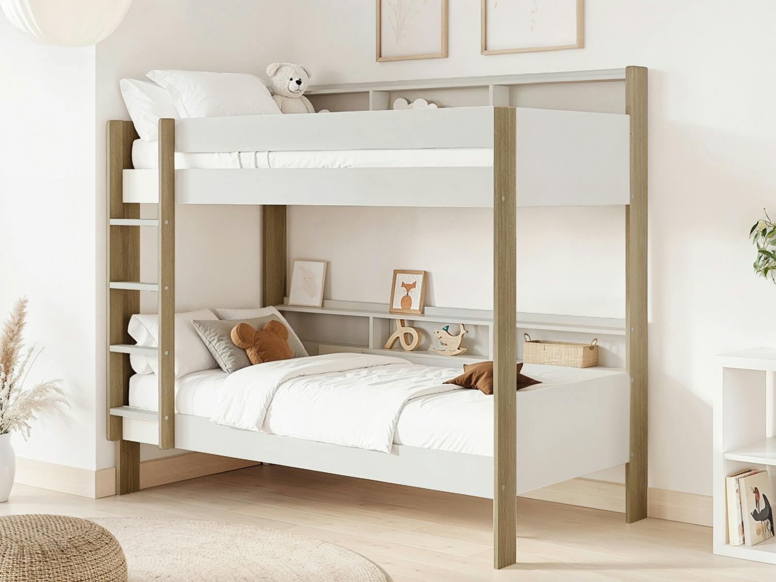 Rackhams White Bodie Solid Wood Storage Bunk Bed - &Oak