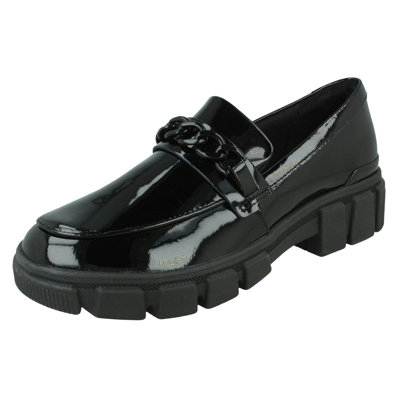 Clarks Girls Black Chunky Sole School Shoes Evyn Walk Y - Patent - Uk 5 Child - G