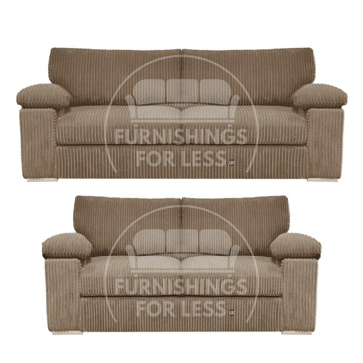 Rackhams Black Delta Full Jumbo Cord 3 + 2 Seater Sofa Suite - Coffee