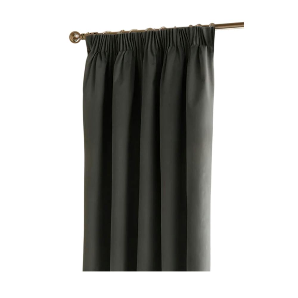 Furn Ultimate Velvet Pencil Pleat Curtains - Charcoal - 229Cm X 183Cm - Charcoal - 100% Polyester