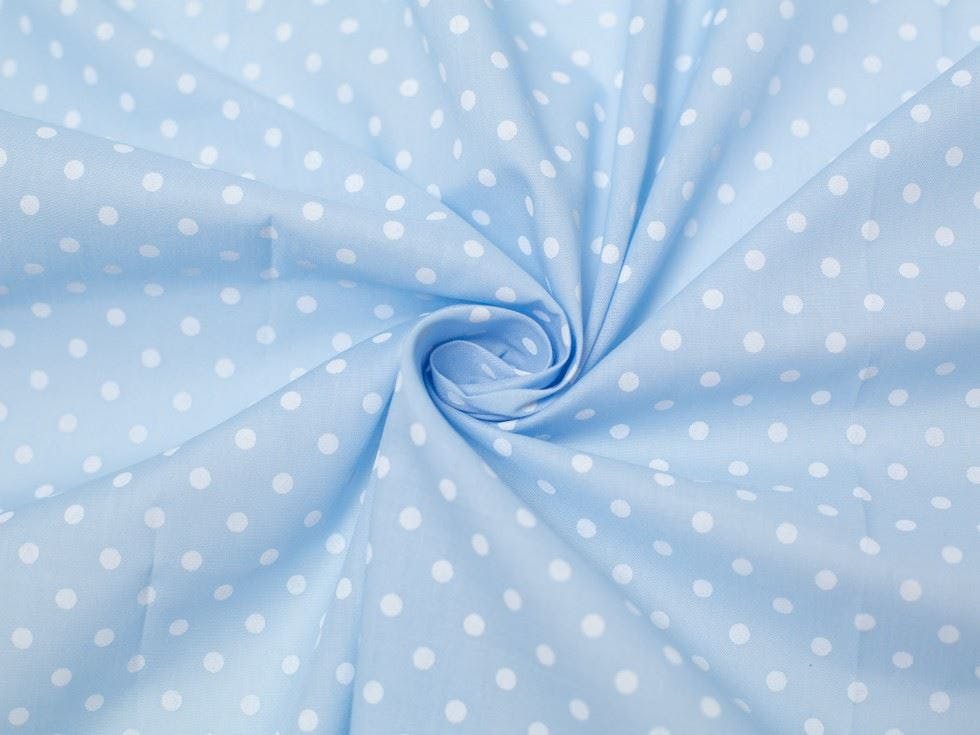 Minerva Blue Core Range Printed Polycotton Fabric - Spots Design Dressmaking Fabric, 112.5 Cm / 45" Wide - Per Metre