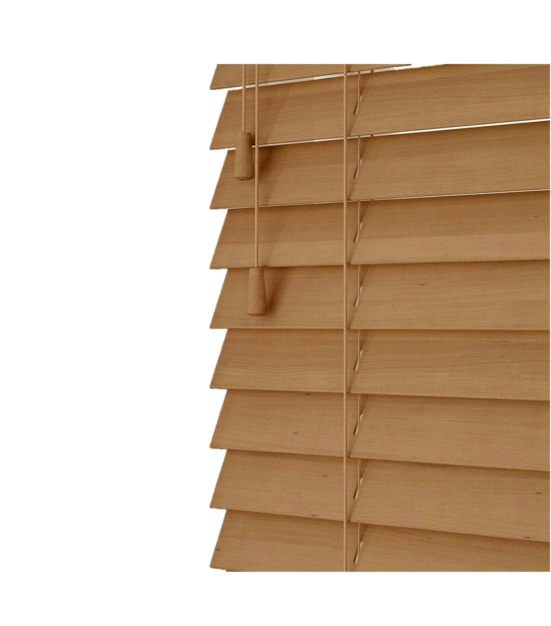 Rackhams Caramel Oak Wooden Venetian Blinds With Strings (130Cm Drop) - 75Cm