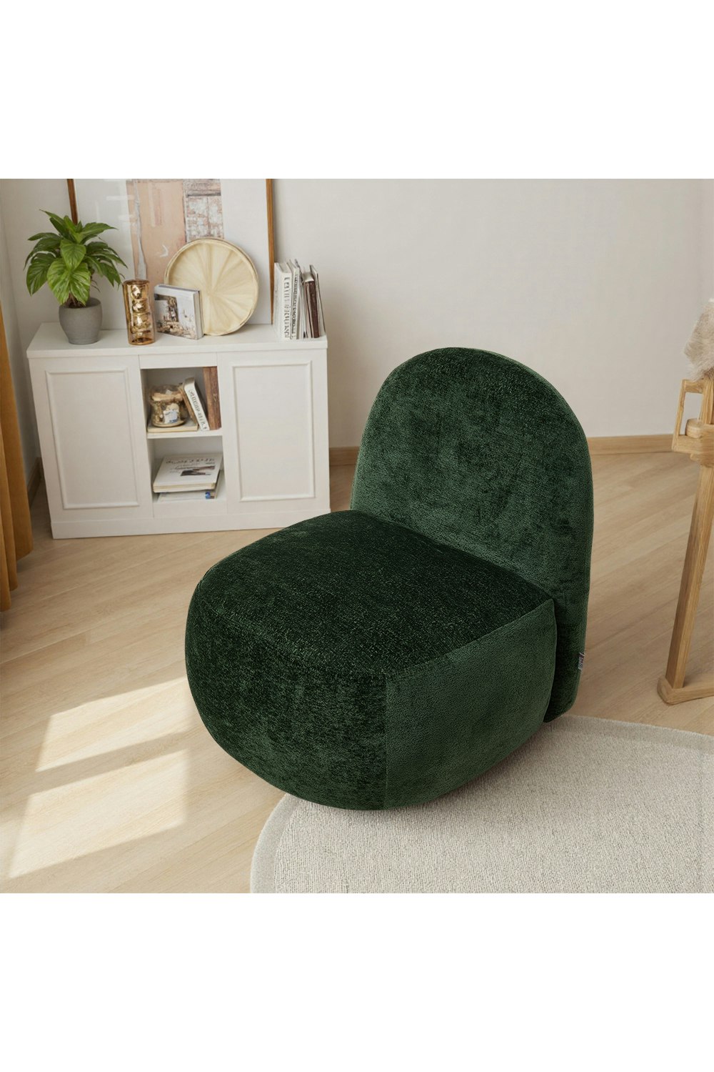 Living And Home Dark/Green Modern Chenille Upholstered Lounge Chair