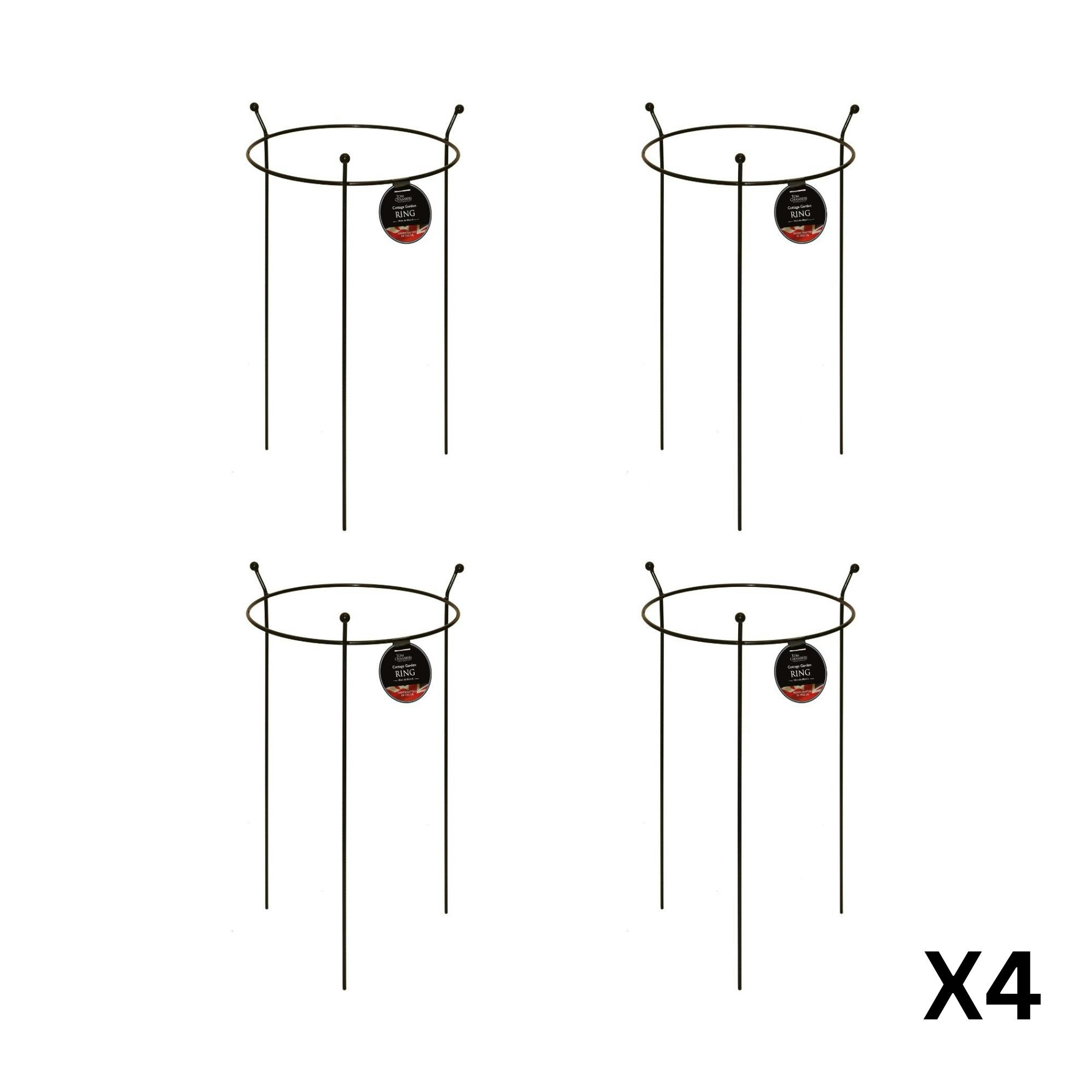 Samuel Alexander Unisex Black 4 Pack Of Small Heavy Duty Steel Herbaceous Plant Support Ring In - Image 3