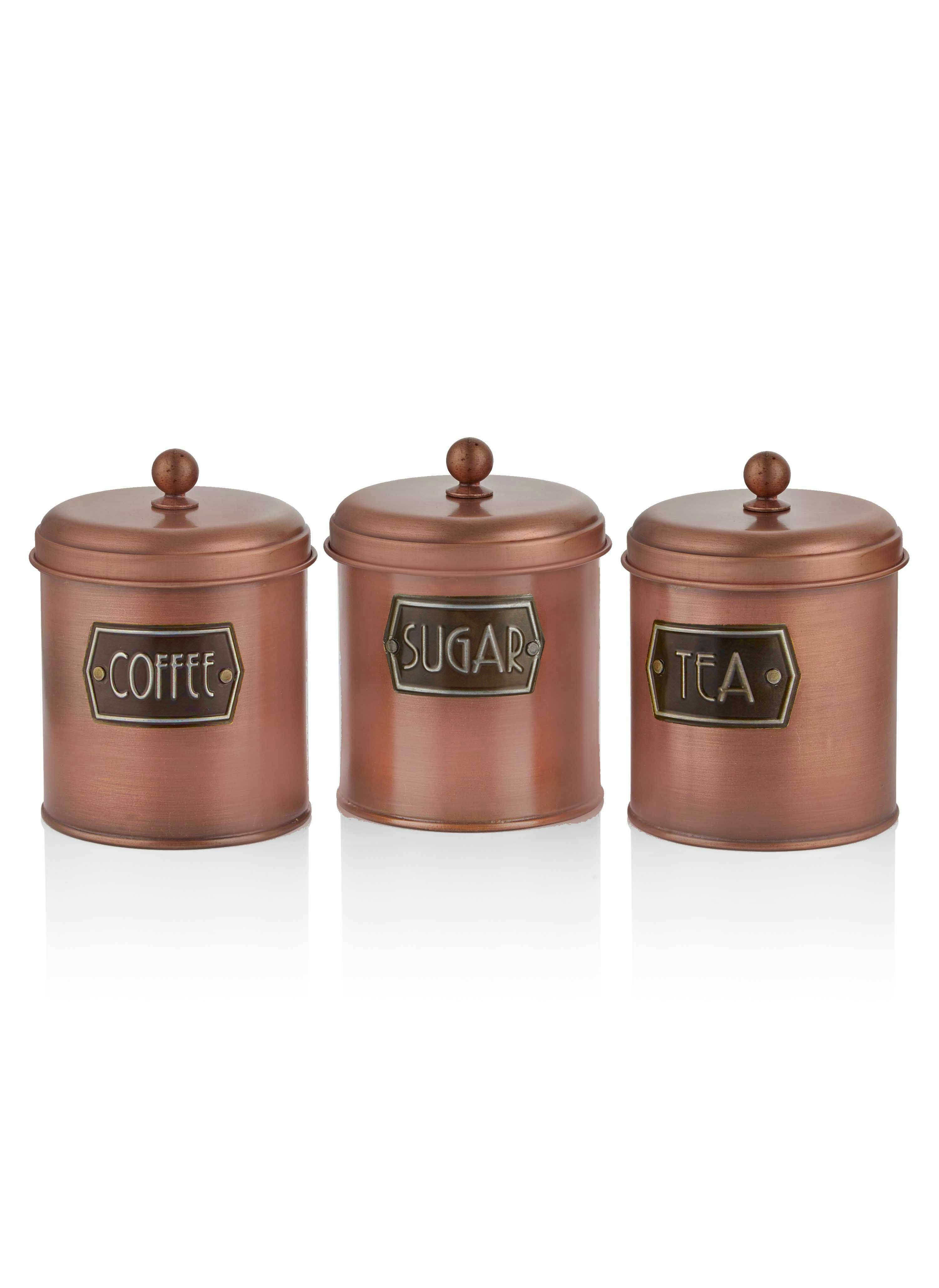 Rozi Copper Coffee, Tea, And Sugar Canister Set - 17 Cm (H)