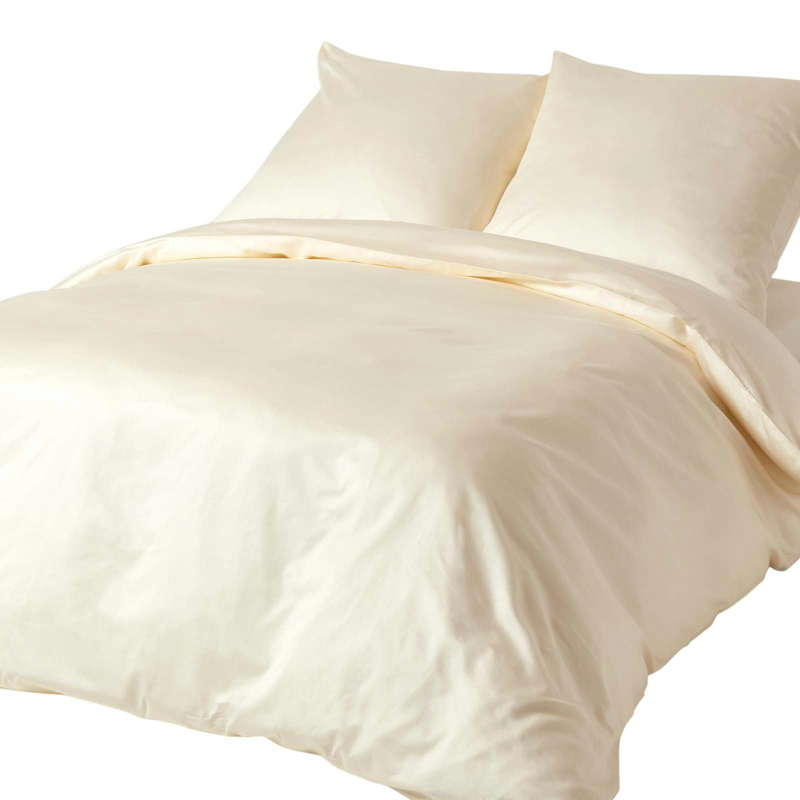 Homescapes Cream Organic 400 Tc Egyptian Cotton Sateen Duvet Cover Set, European Size - 150 X 200 Cm