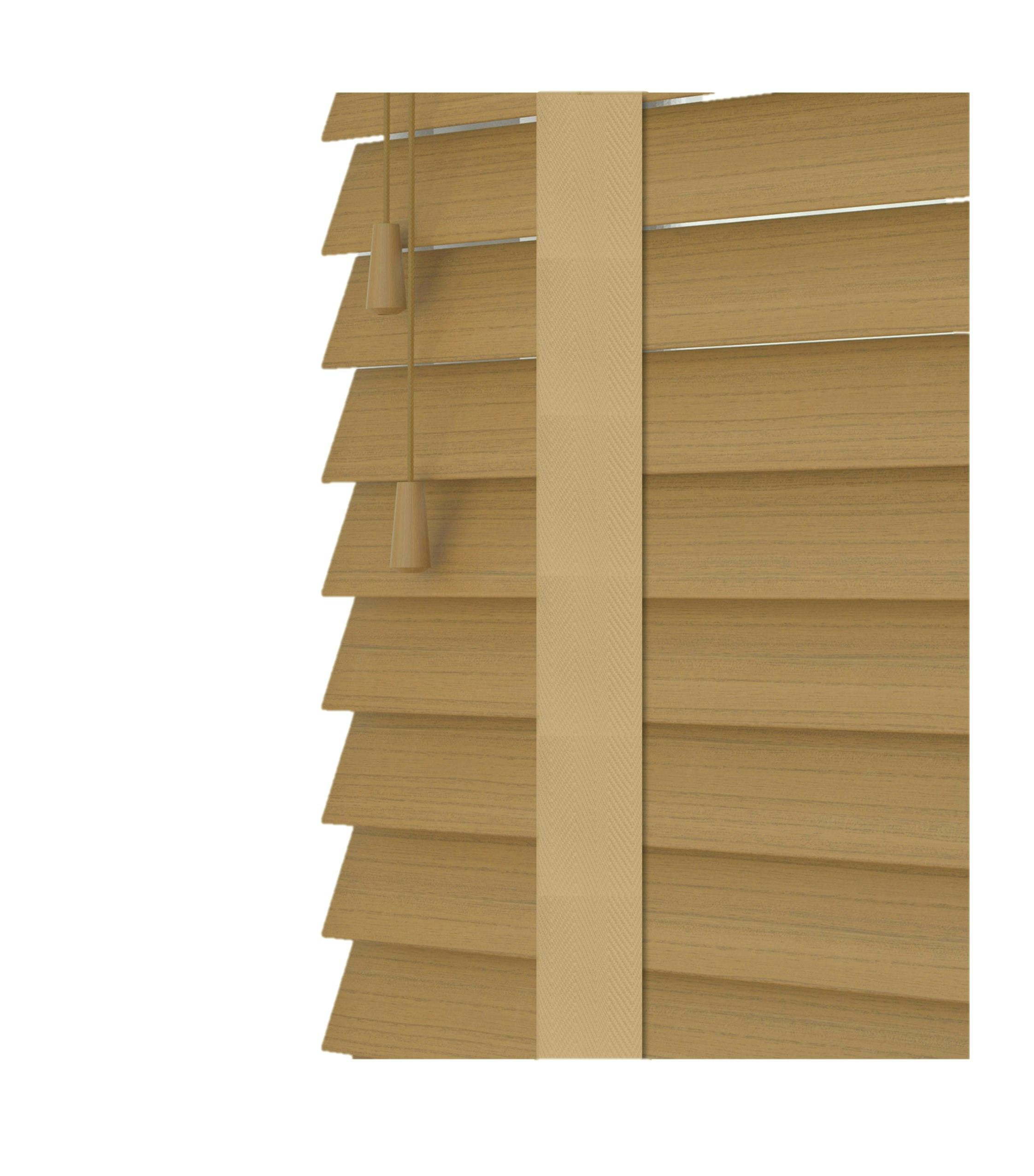 Newedgeblinds Sahara Oak Faux Wood Venetian Blinds With Tapes (130Cm Drop) - 160Cm