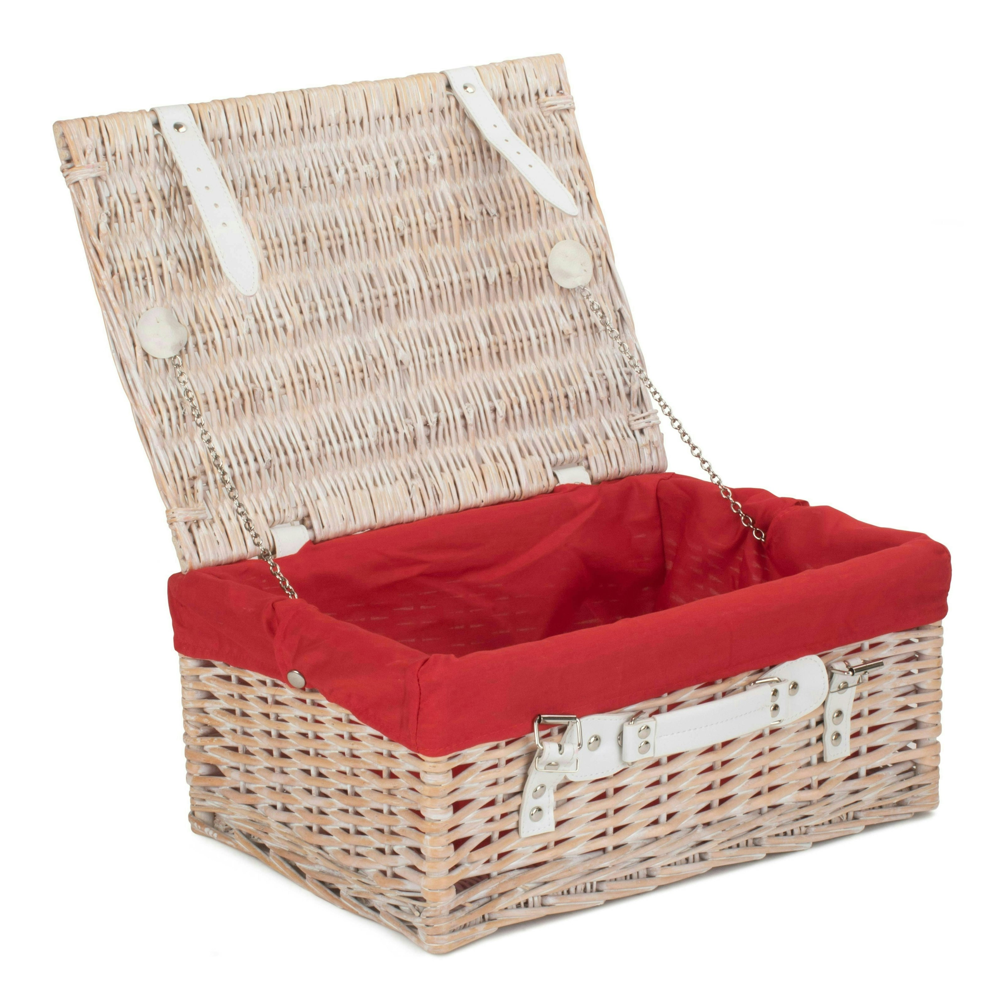 Red Hamper Red/White Hamper 41Cm Wash Wicker Willow Picnic Basket