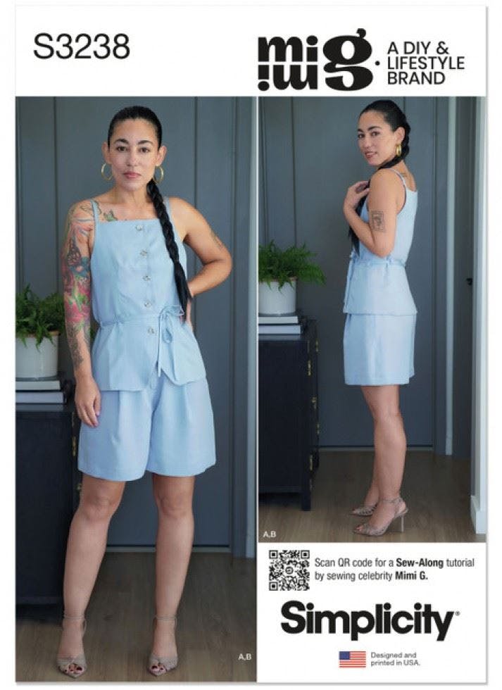 Simplicity Women's Sewing Pattern 3238, Tops, Shorts For Y5 (18-20-22-24-26) - Intermediate - Y5 (18-20-22-24-26)