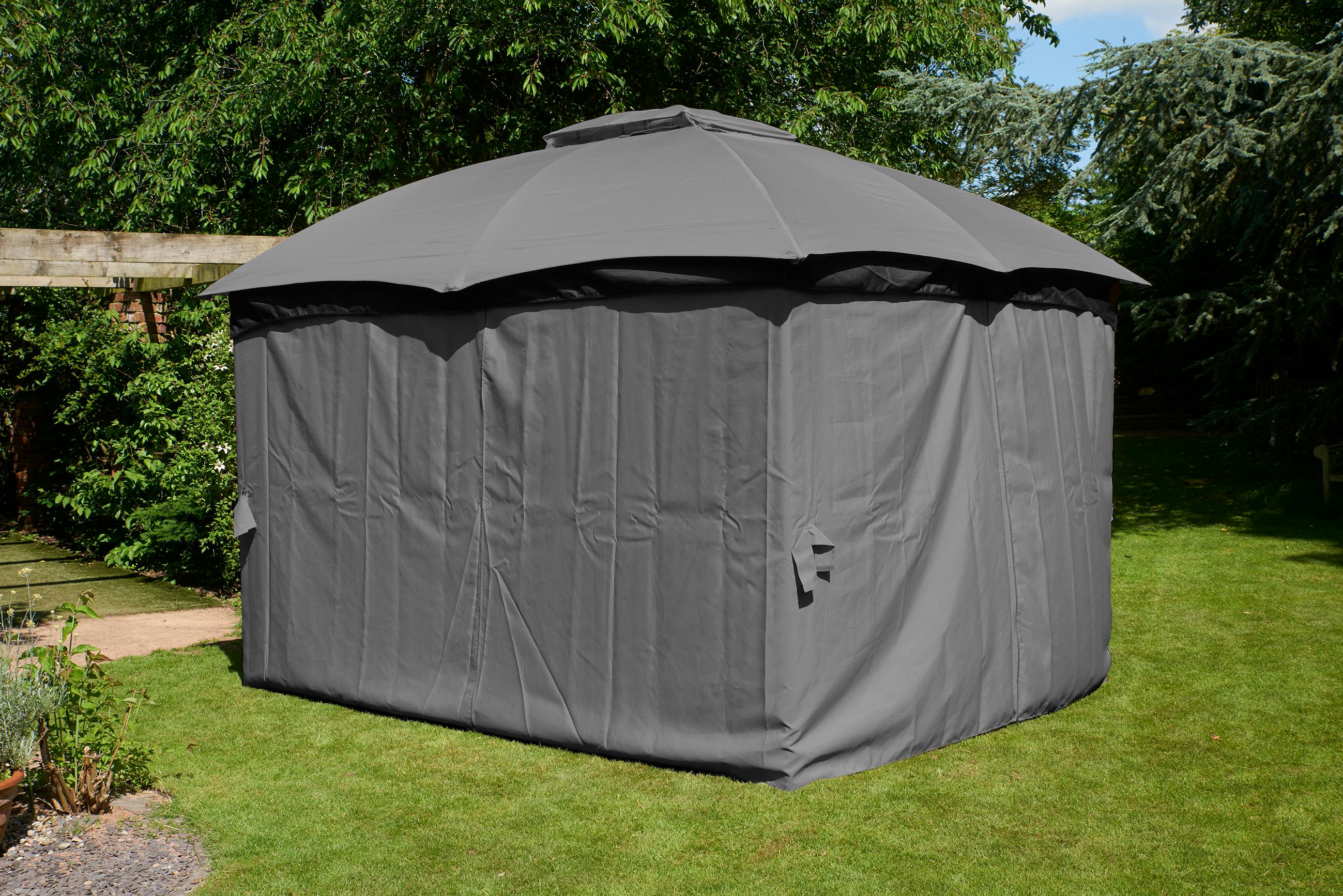 Rackhams Grey Rio Gazebo Curtain Set