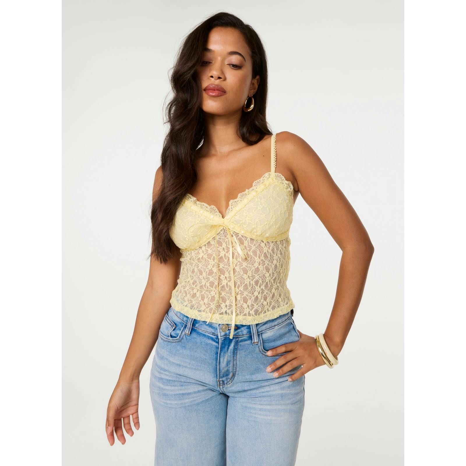 Pink Vanilla Pink/Light/Yellow Vanilla Lace Cami Top - M