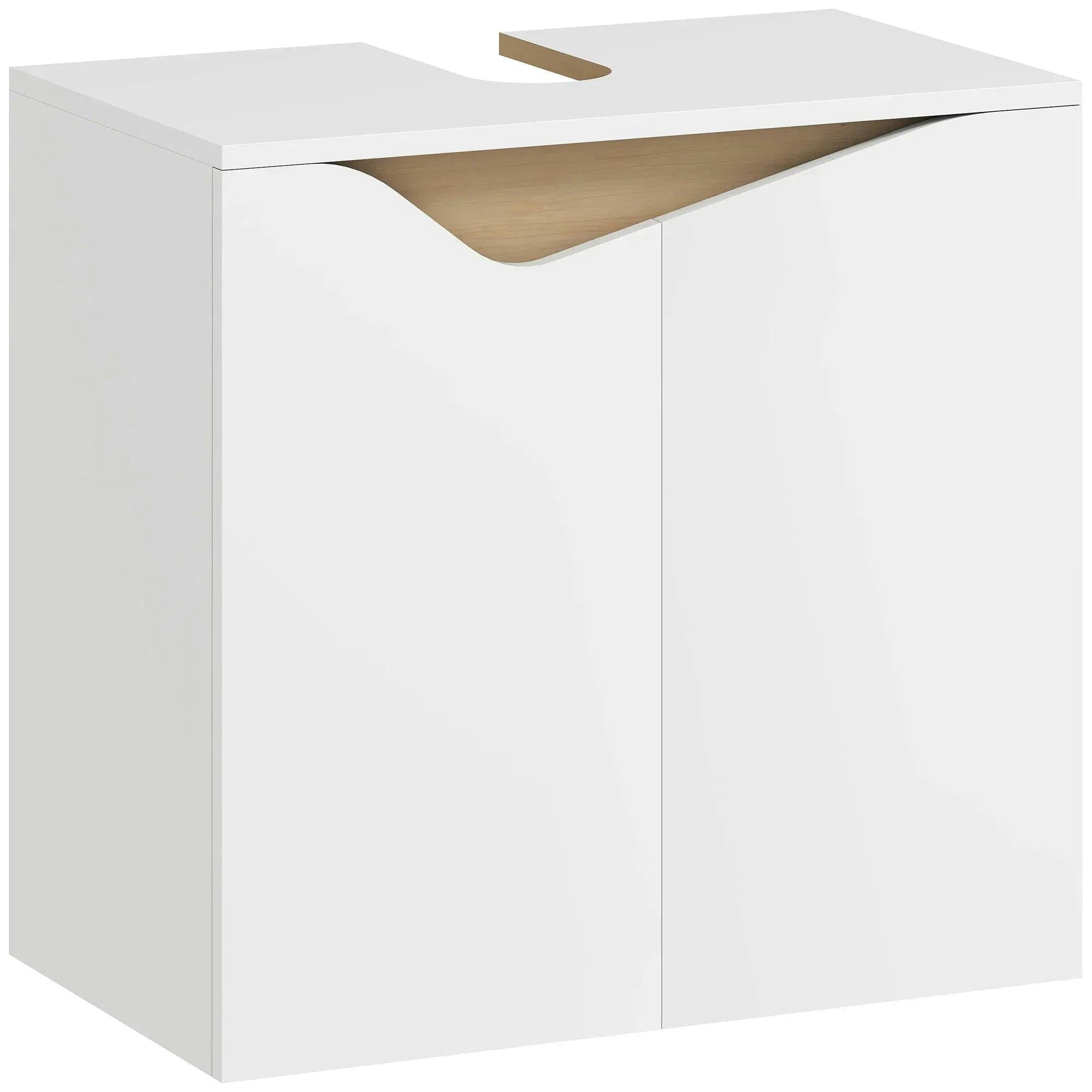 HOMCOM White Particle Board Bathroom Sink Cabinet - 15 x 22 cm U-shaped slot - Image 7