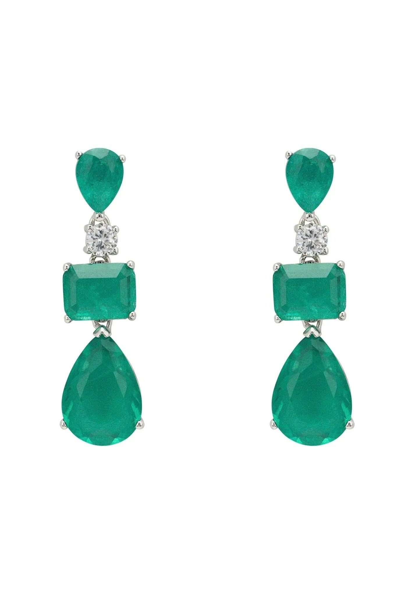 Latelita Silver Valentina Drop Earrings Colombian Emerald