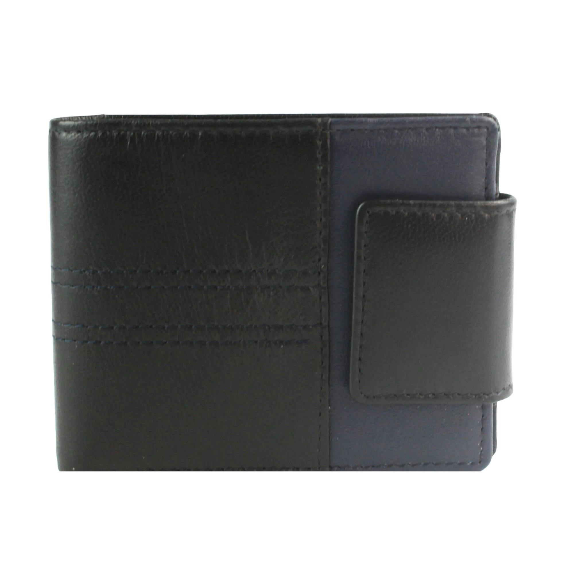 Eastern Counties Leather Black Scott Contrast Panel Leather Wallet - /Navy - One Size - /Navy - 100% Leather