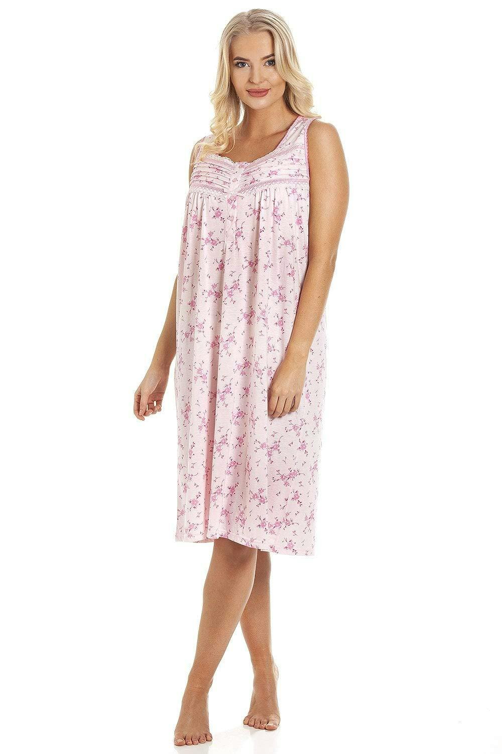 Camille Pink Floral Print Sleeveless Nightdress - 22-24