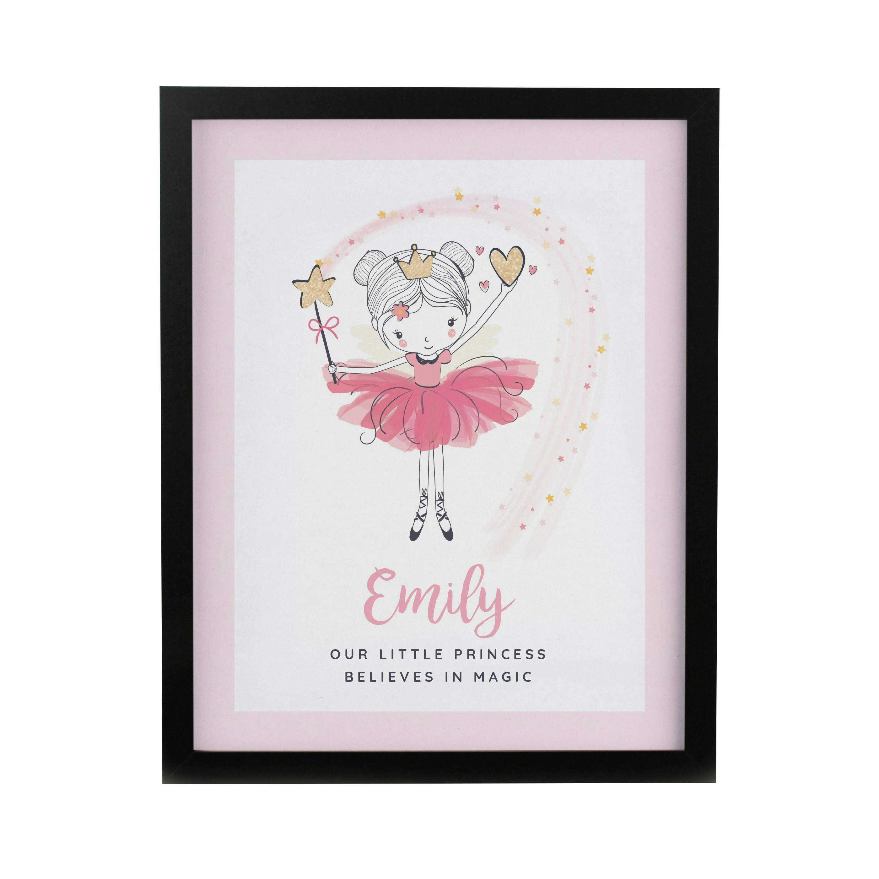 Personalised Memento Company Black Personalised Princess Ballerina Poster Frame