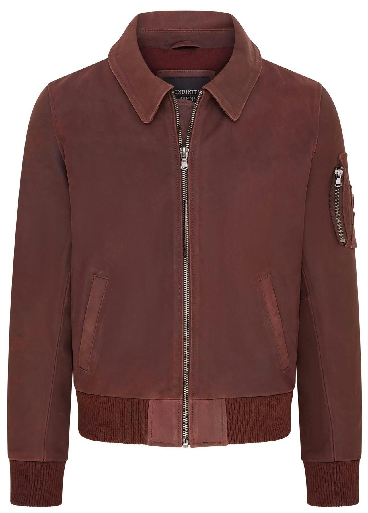 Infinity Leather Men's Burgundy A2 Cowhide Leather Bomber Jacket-Eura - Uk Xl | Eu 52 | Us 42