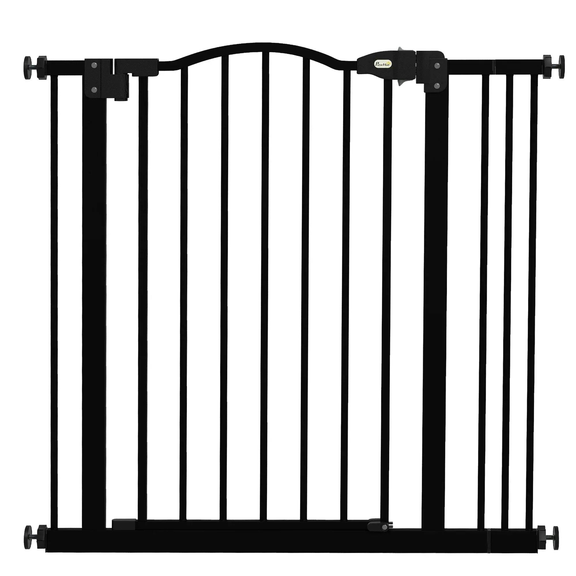 74-87cm Adjustable Metal Pet Gate Safety Barrier with Auto-close Black - Image 6