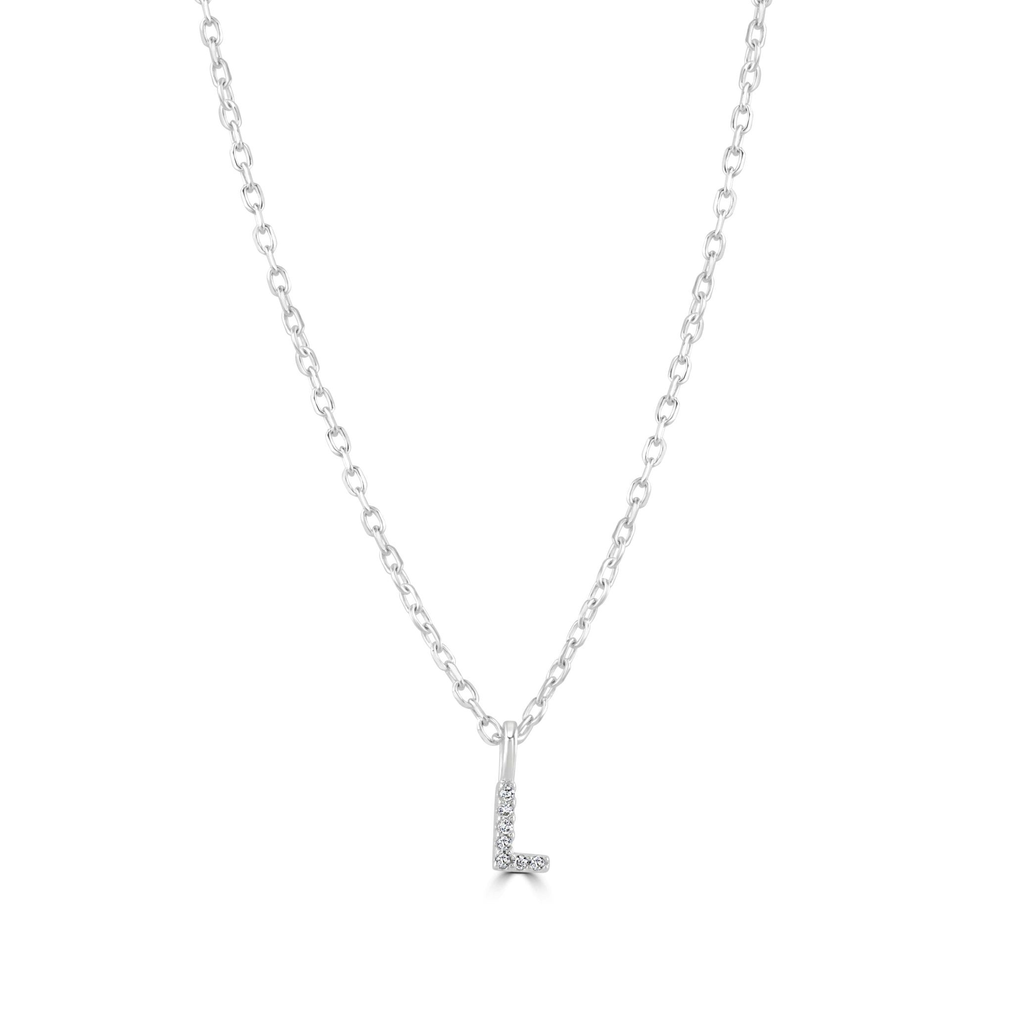 Mylee London Silver Sterling Crystal Initial Necklace - No - L