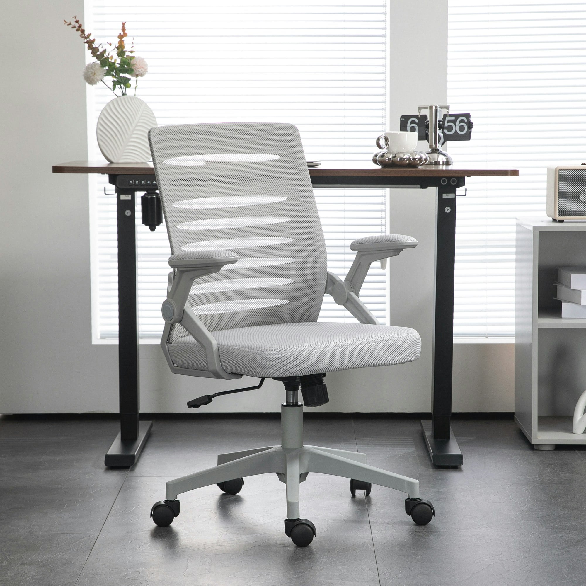 Rackhams Grey 44-53.5Cm Adjustable Height Work Chair, With Mesh Back - Image 4
