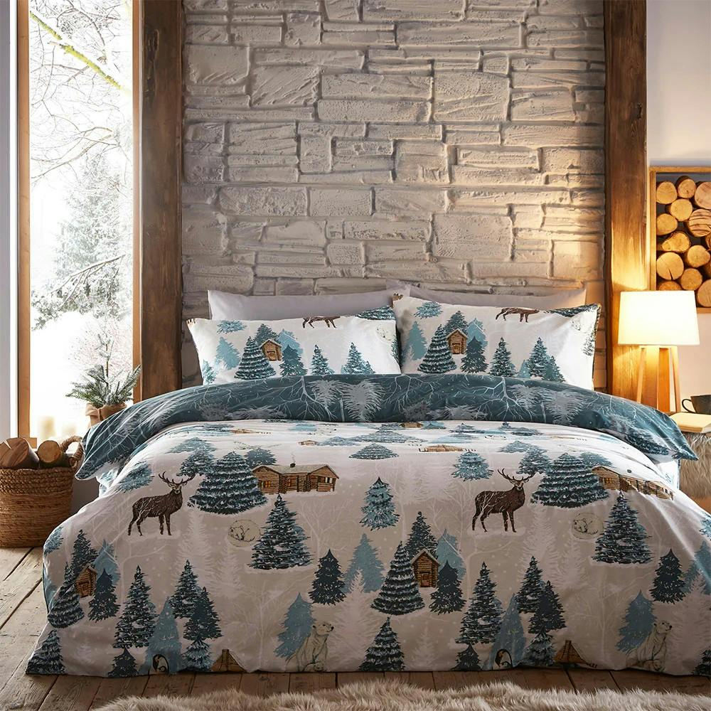 Rackhams Blue Arcticus Arctic Animals Duvet Cover Set - King - 50% Cotton/50% Polyester