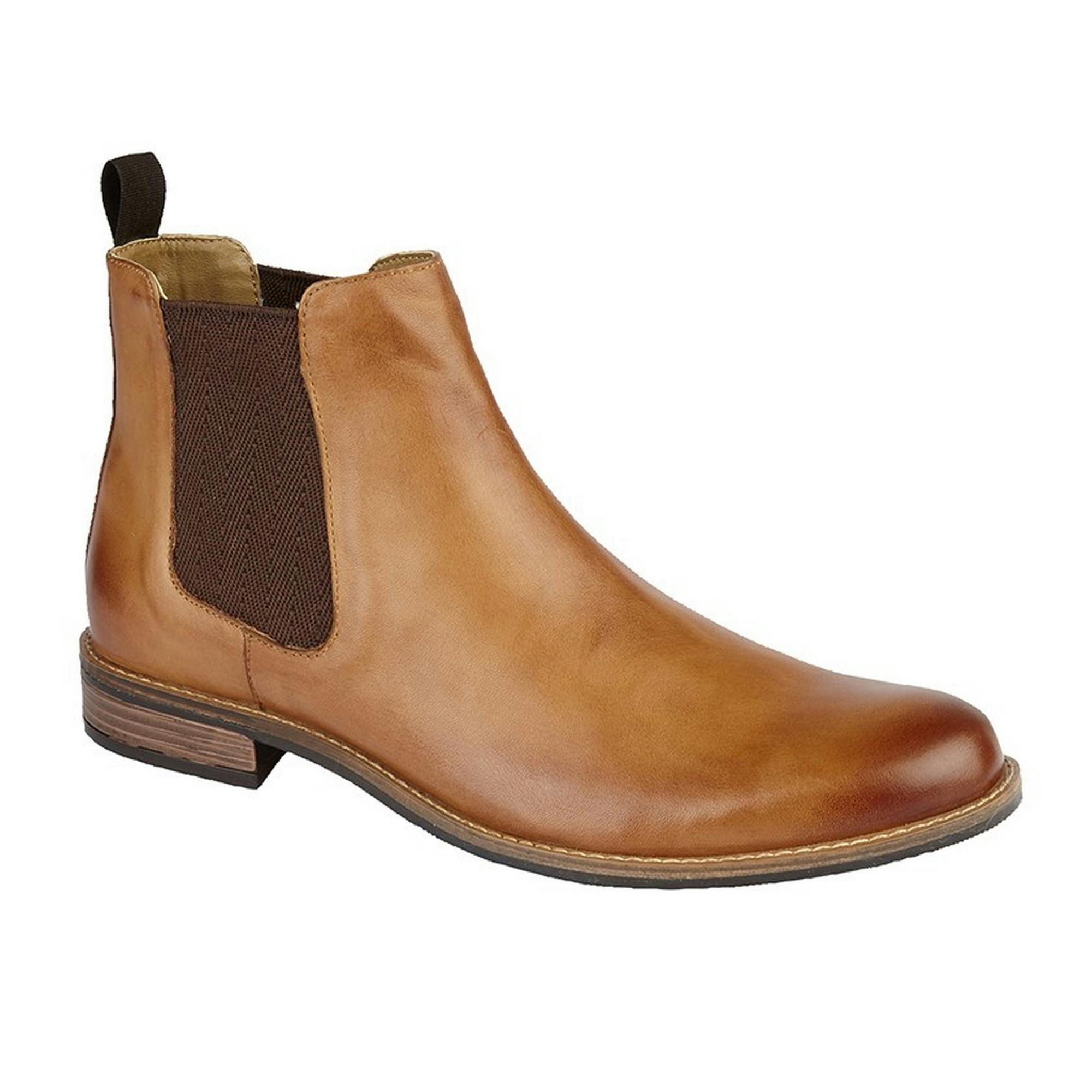 Roamers Men's Leather Gusset Boots - Tan - 11 Uk - Tan - 100% Leather