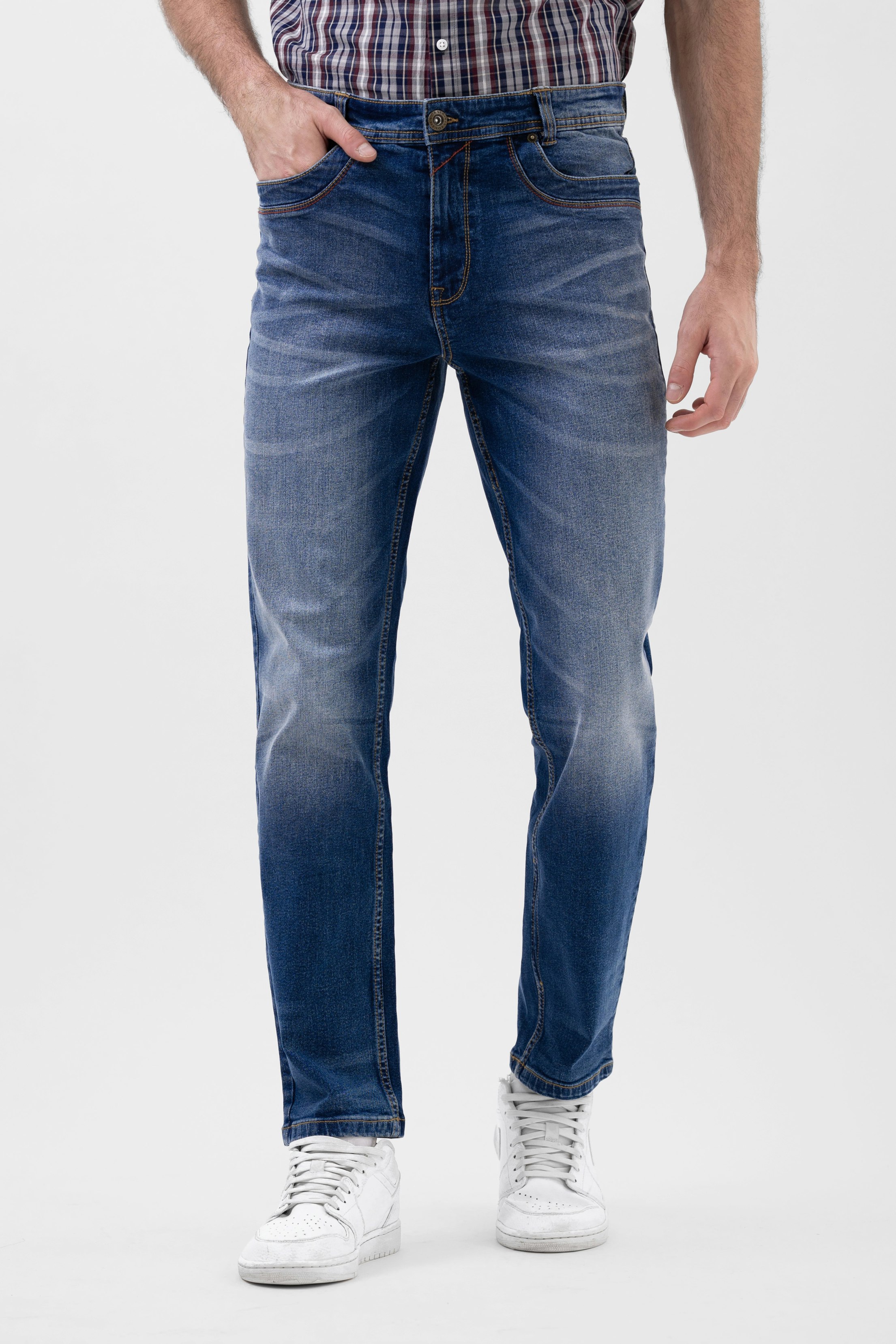 Enorsia Blue Authentic Straight Leg Jeans - 36 - Mid - 98.5% Cotton, 1.5% Spandex
