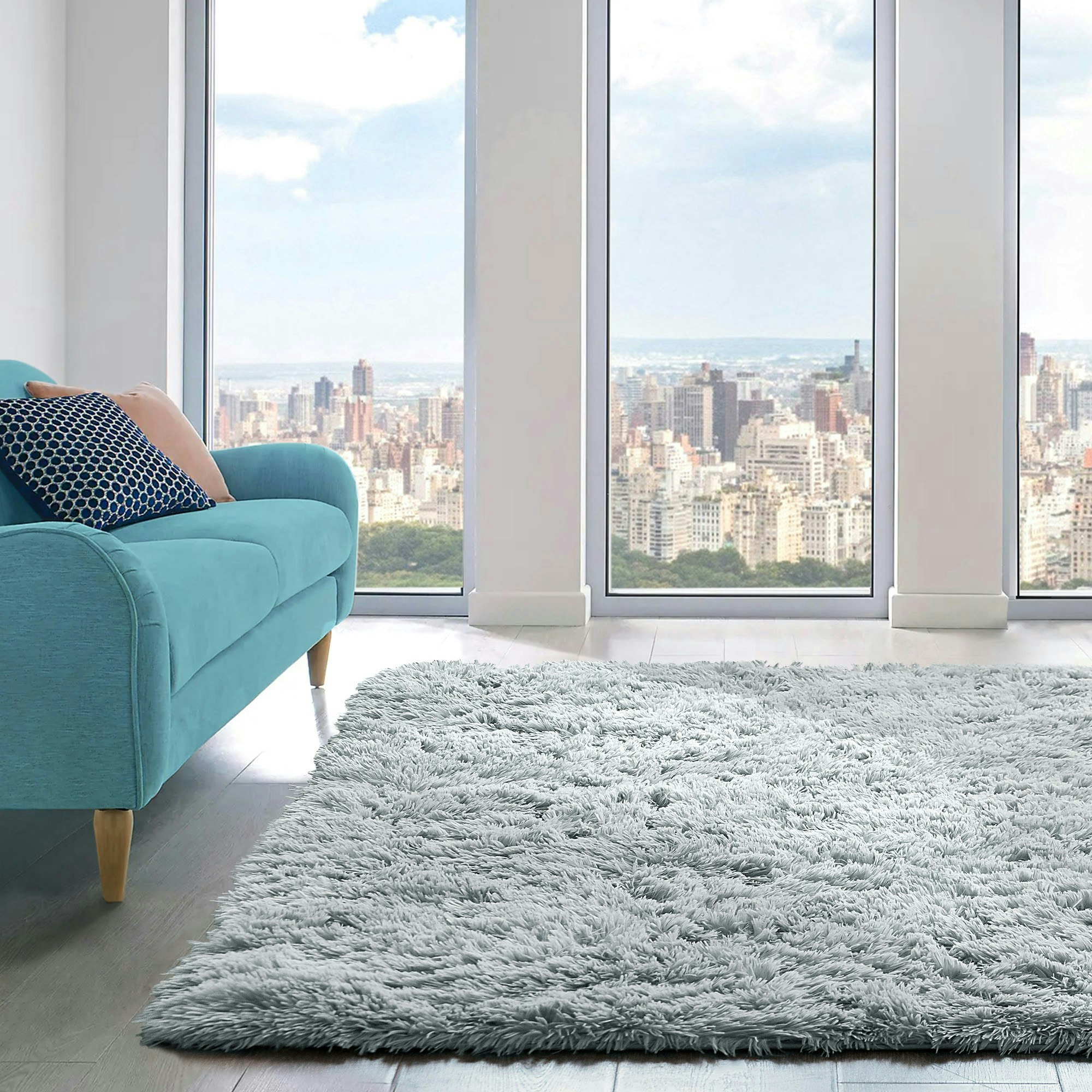 Home Republic Silver Alaska Sponged Shaggy Rug - 200 X 290