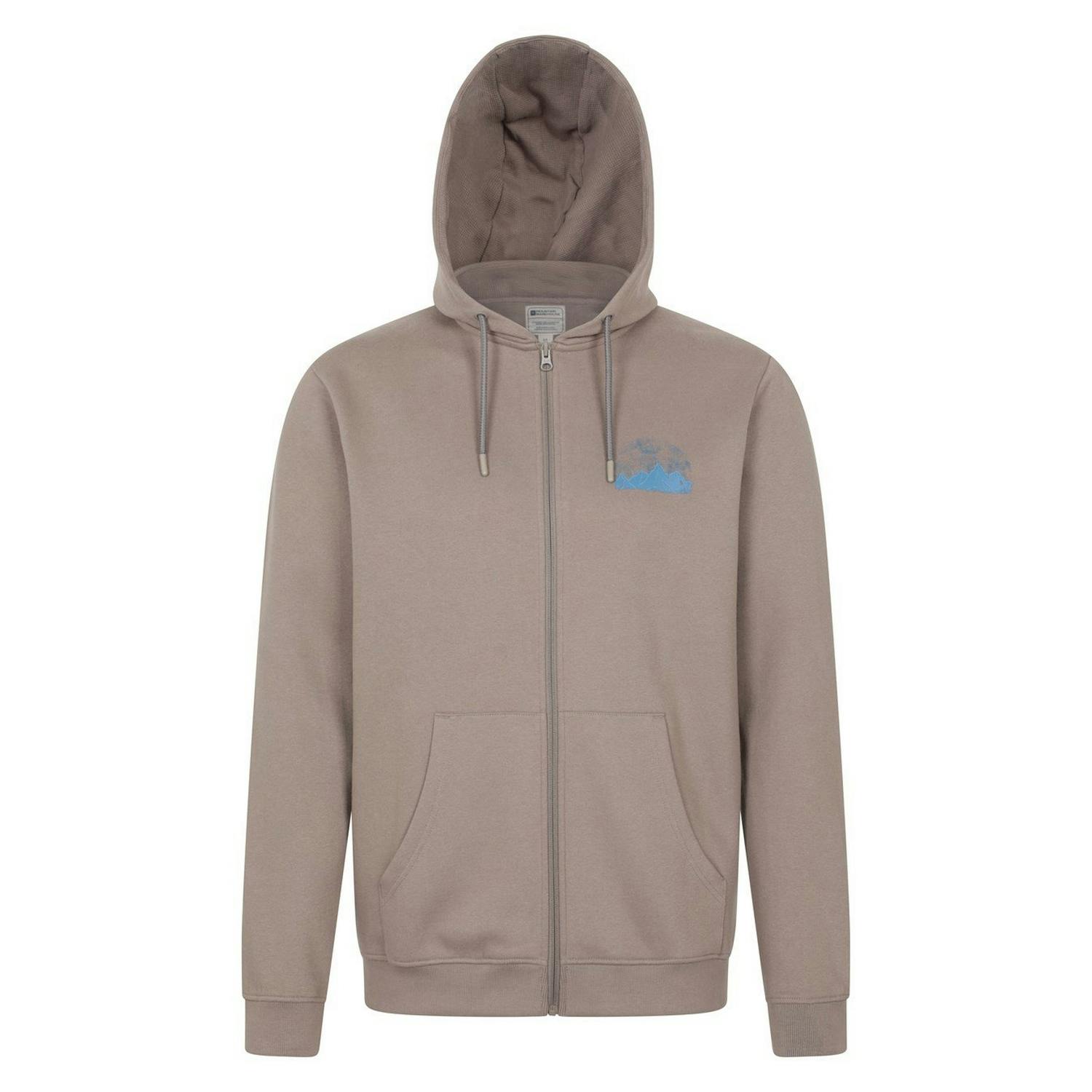 Mountain Warehouse Men's Brown Graphic Textured Full Zip Hoodie - 3XL - 60% Cotton/40% Polyester