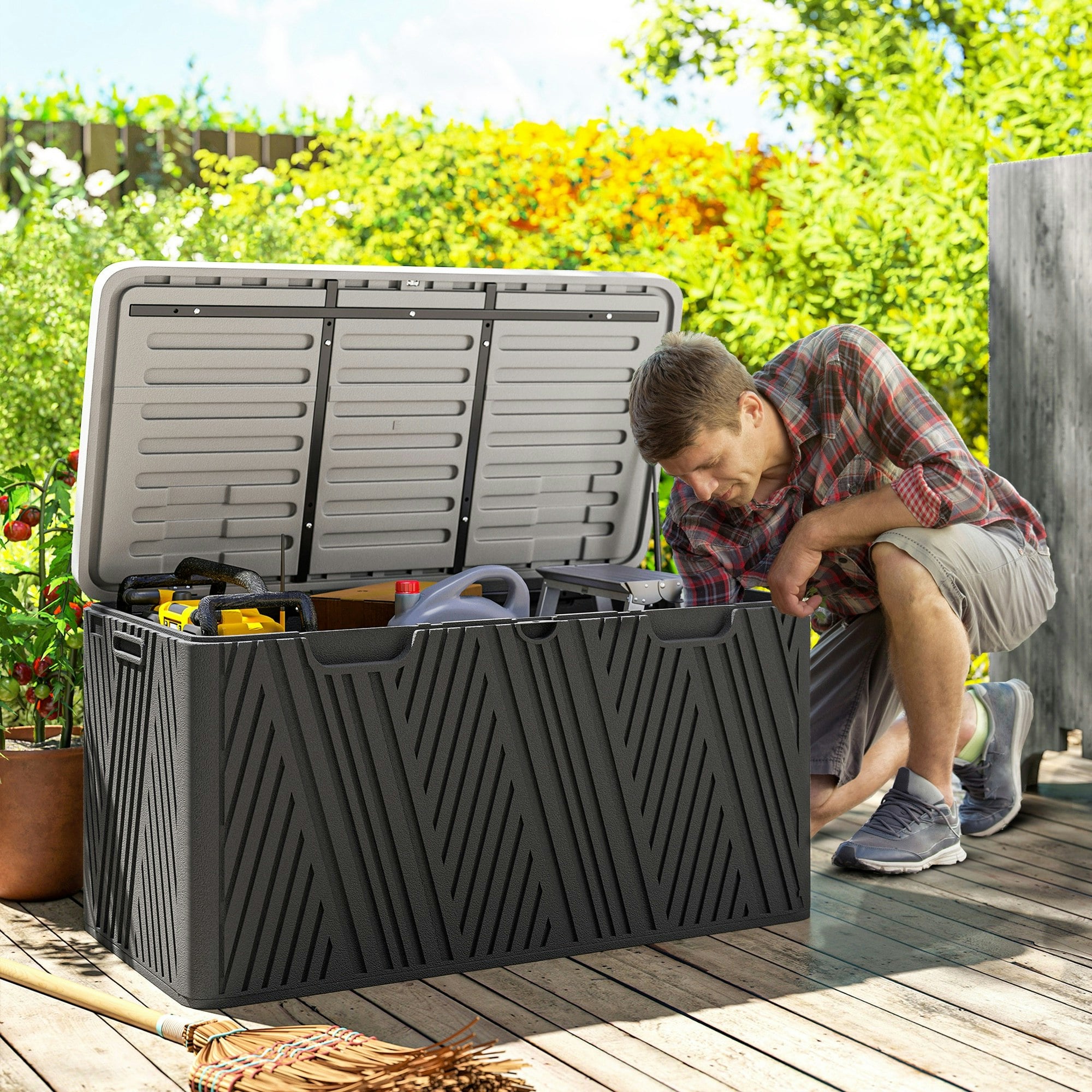 Rackhams 380L Garden Storage Box Waterproof Outdoor Storage Box