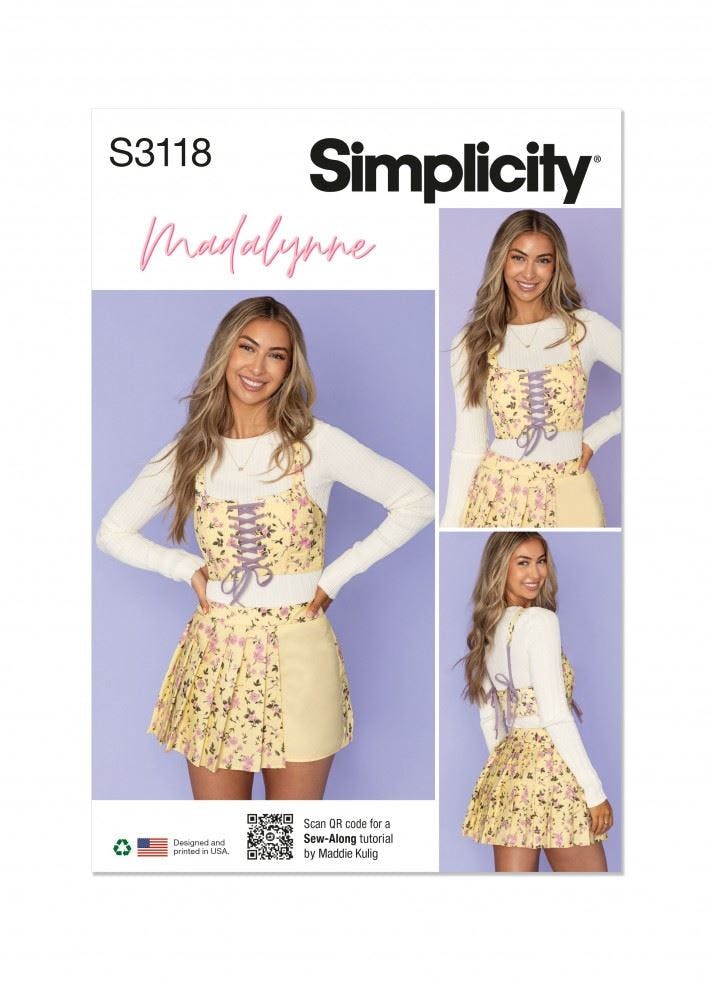 Simplicity Women's Sewing Pattern 3118, Tops, Corsets, Shorts, Skirts For K5 (8-10-12-14-16) - Intermediate - K5 (8-10-12-14-16)
