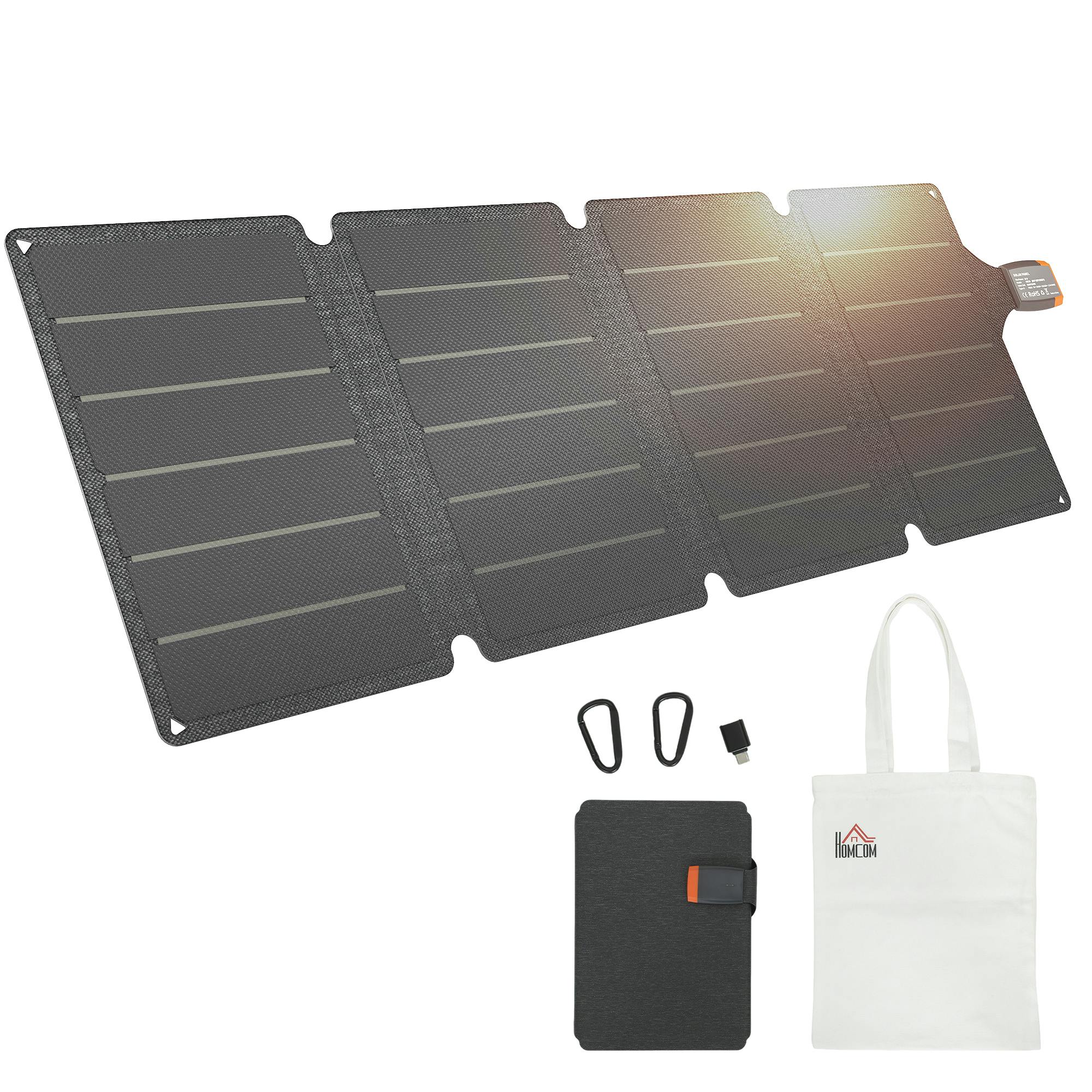 Homcom Grey 36W Foldable Portable Solar Panel With Type-C To Usb-A Charging Port - 89.8L X 27.9W X 1T Cm - Solar Charger