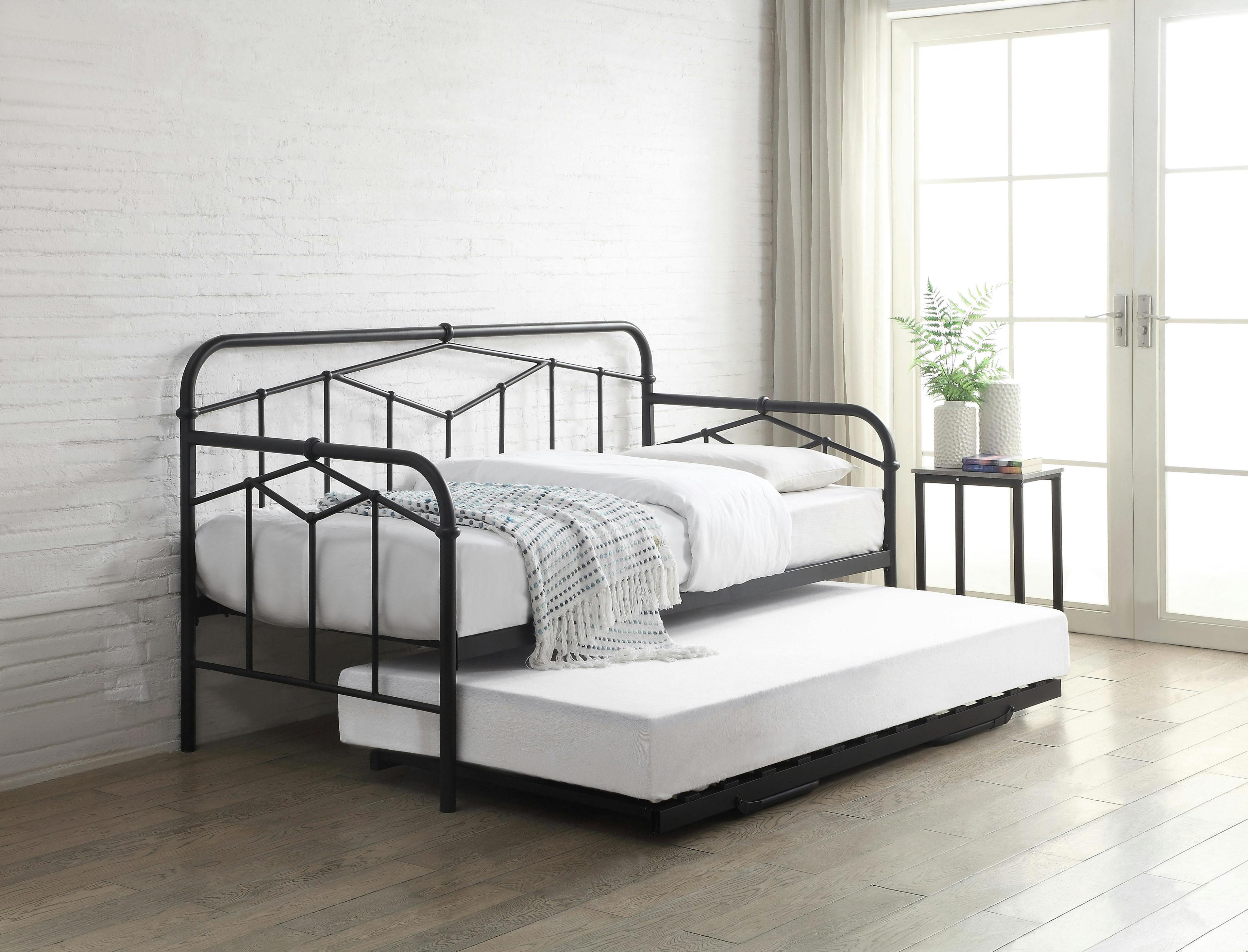 Flintshire Furniture Black Axton 3Ft Day Bed Metal Bed Frame - Single - Steel