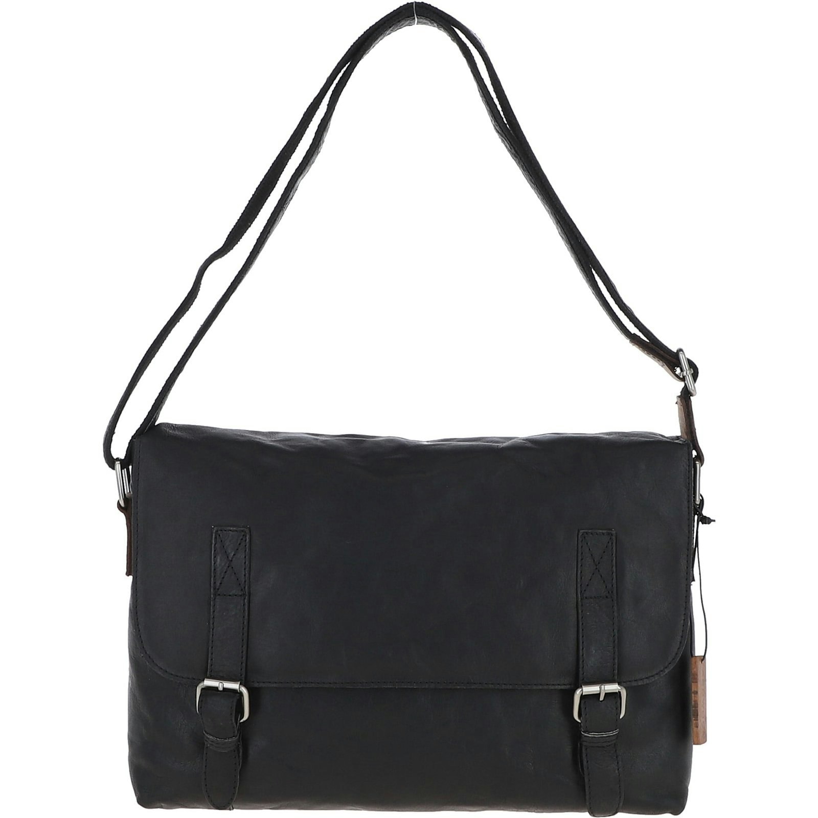 Ashwood Black Genuine Premium Leather Vintage Messenger Bag With Removable Padded Compartment For 15 Inch Laptop & Multiple Organiser Compartments, F-85 - One Size - Leather