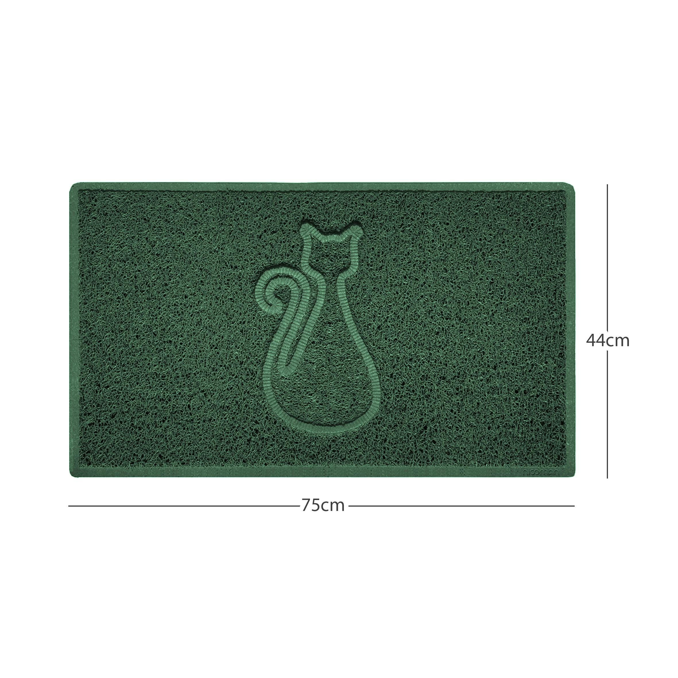 Rackhams Green "Cat" Embossed Loofah Textured Spaghetti Door Mat - 75Cm X 44Cm - Yes (Suitable For Indoors)
