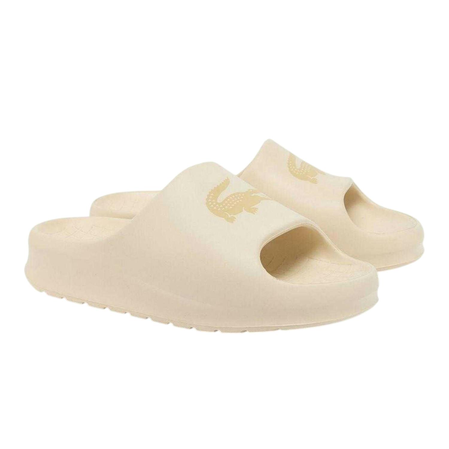 Lacoste Men's White Serve Crocodile Holiday Sliders - Off - 6 Uk - Off - 100% Mixed