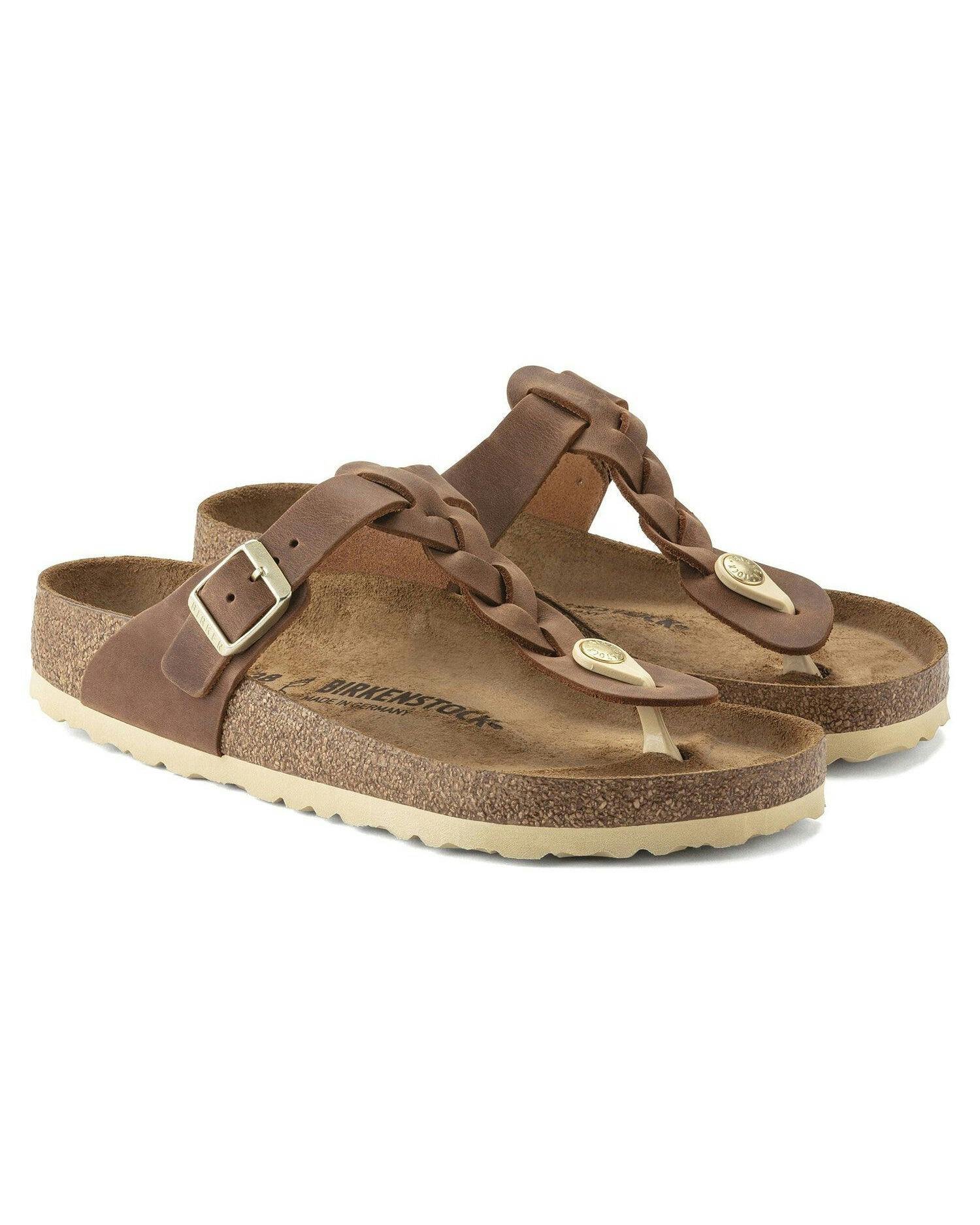 Birkenstock Women's Gizeh Braided Natural Oiled Leather Sandals - Cognac - Cognac - Uk5.5 Eu39 Regular