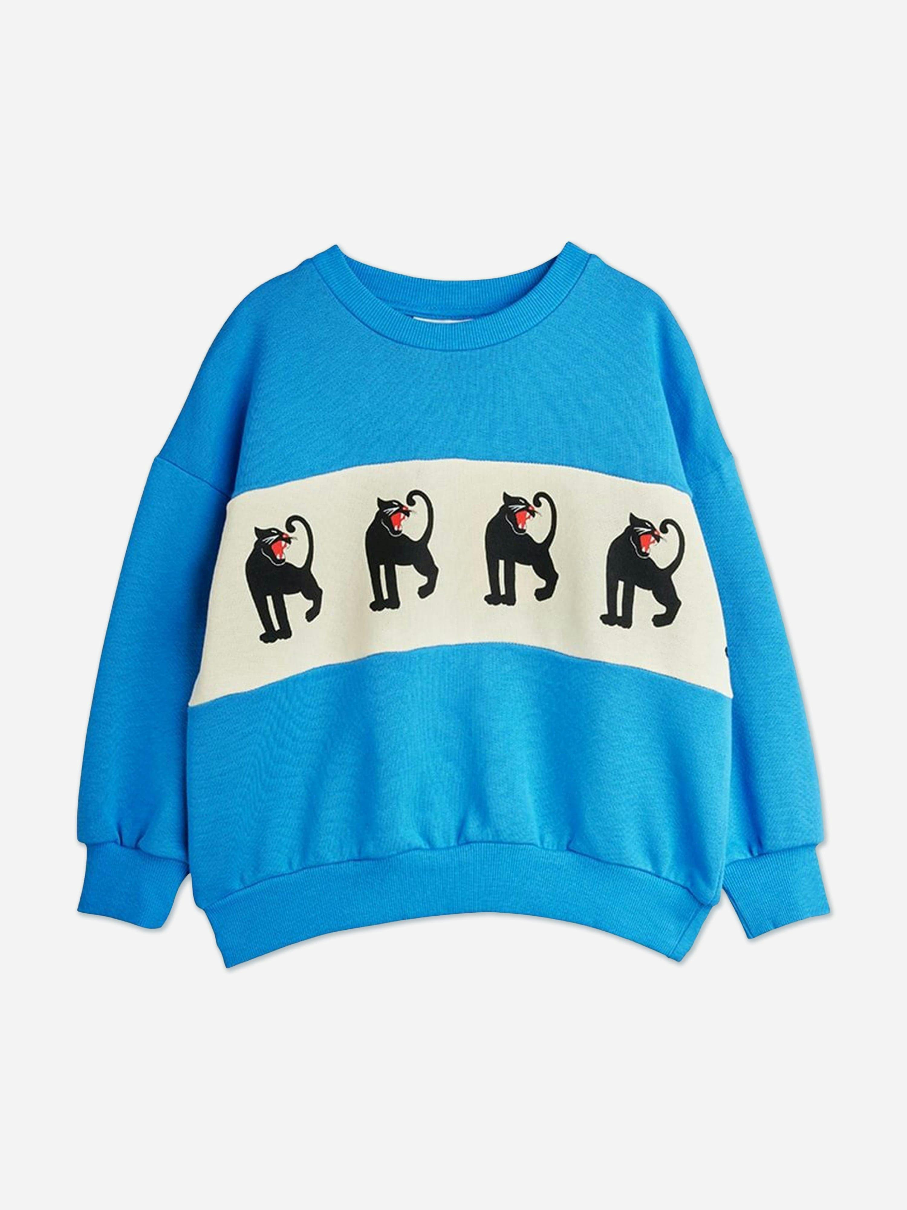 Mini Rodini Blue Kids Panther Panel Sweatshirt In - Navy - 116-122 Cm (5-7 Yrs)