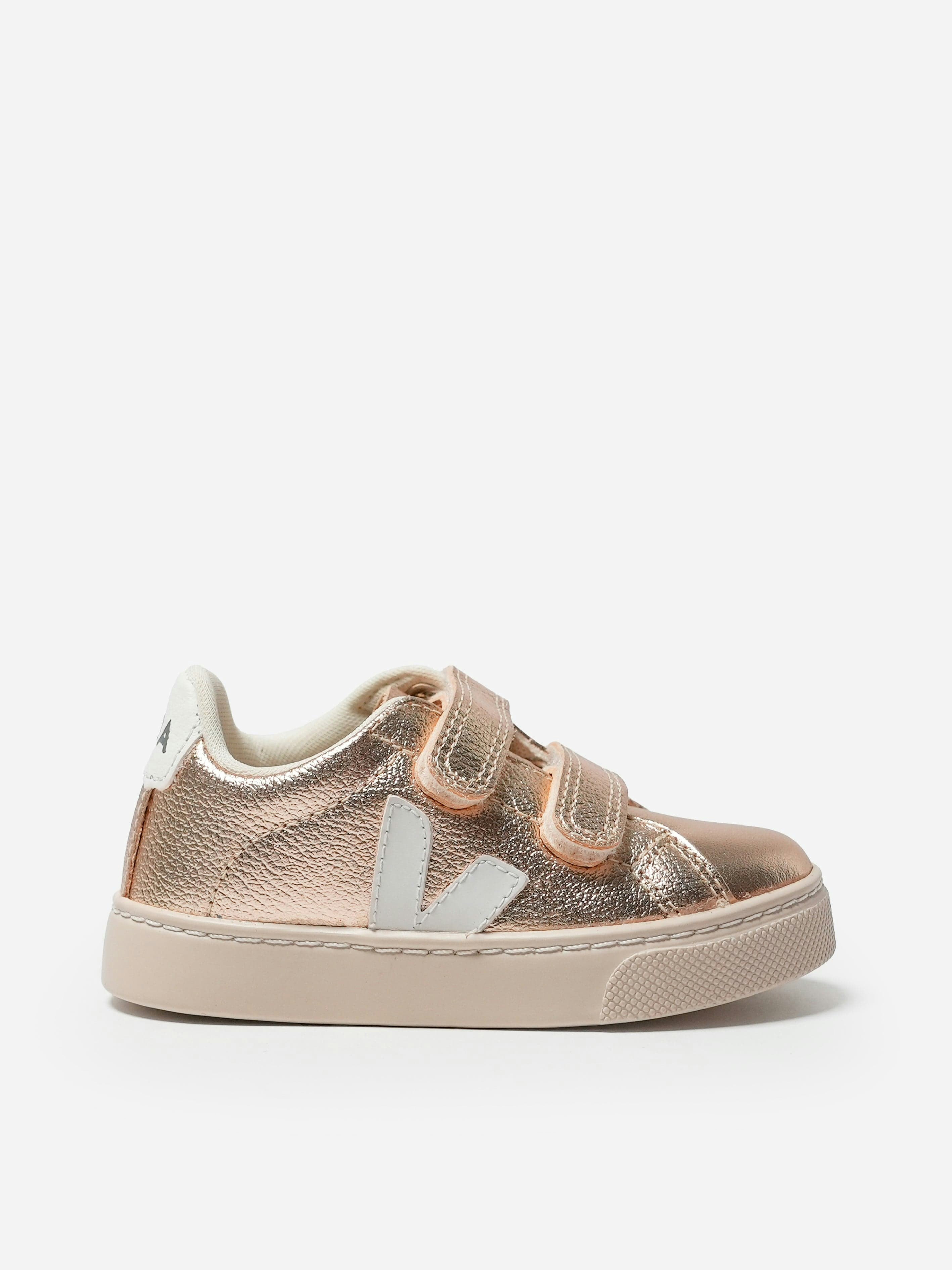 Veja Girls Gold Small Esplar Velcro Trainers In - Eu 23 Uk 6