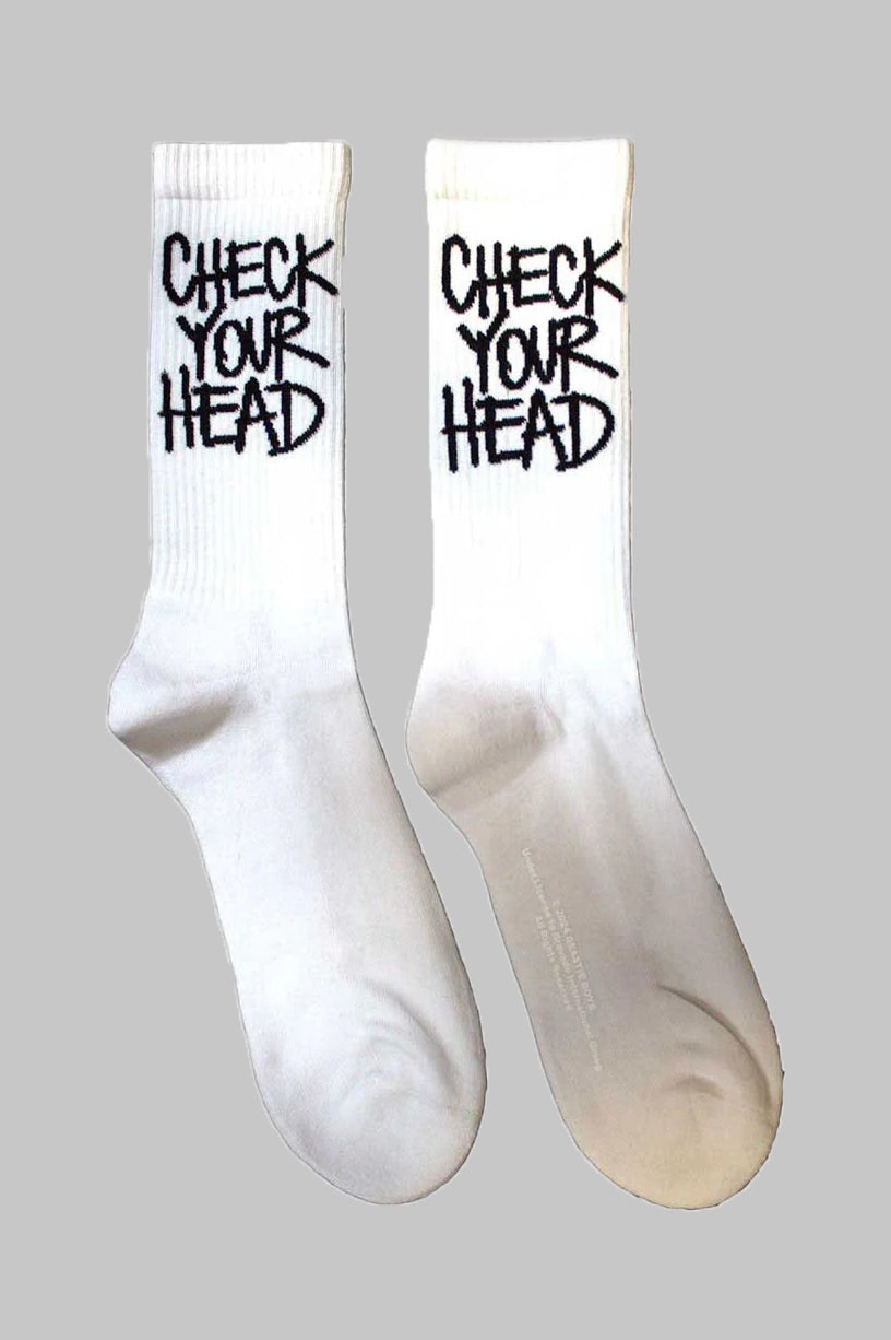 Paradiso Clothing Boys White The Beastie Check Your Head Ankle Socks