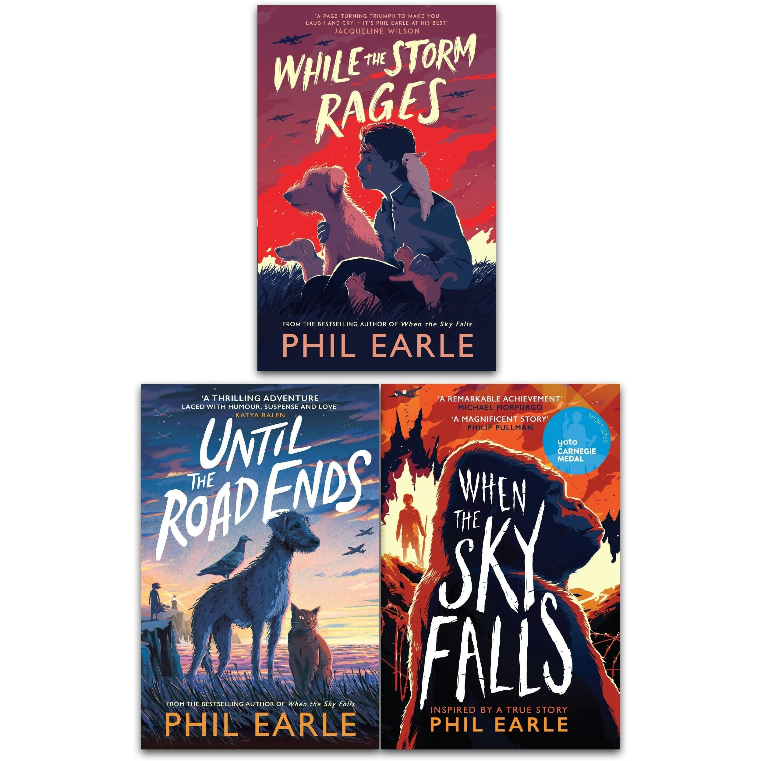 Andersen Press Phil Earle 3 Book Set When The Sky Falls, Until The Road Ends, While The Storm Rages