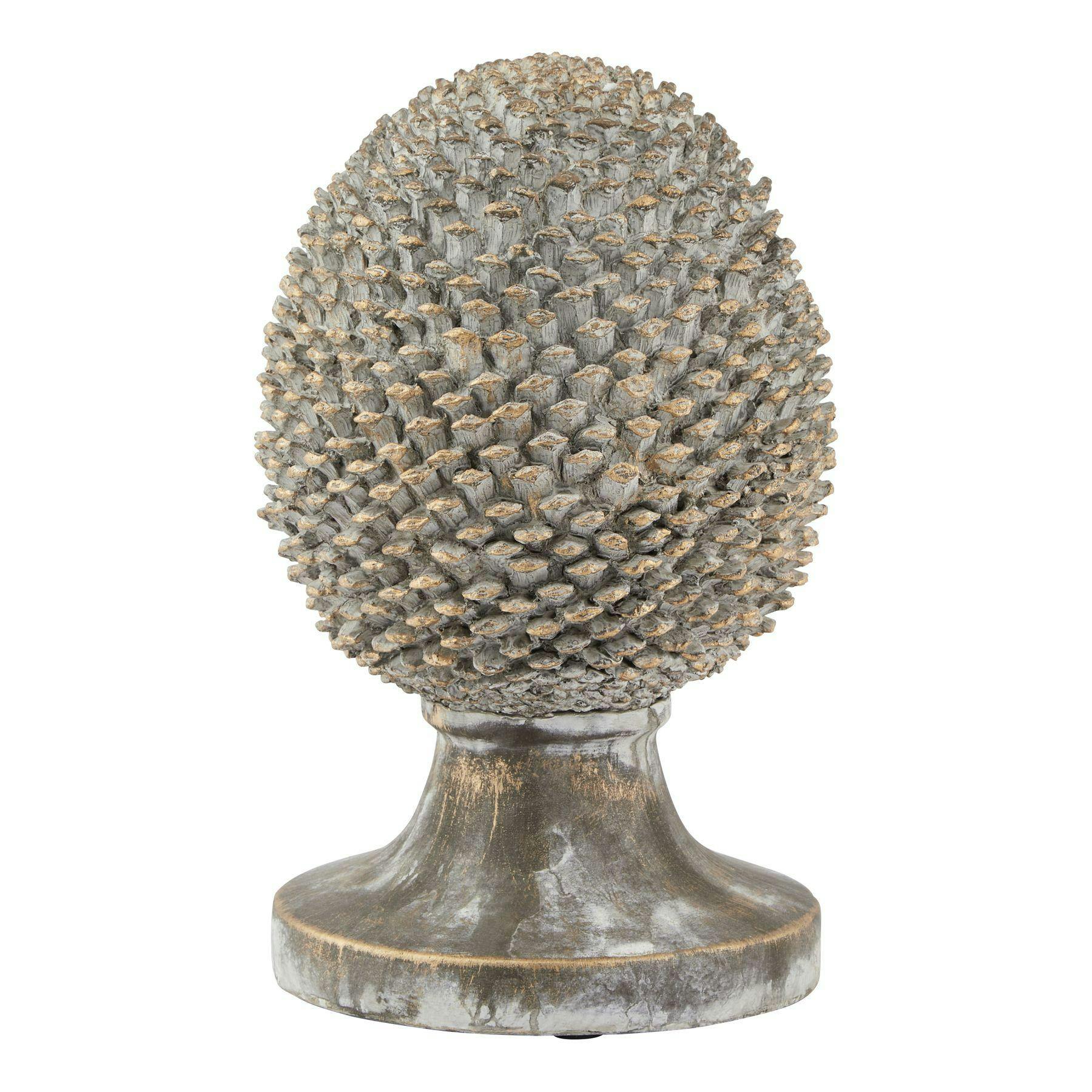 Hill Interiors Grey Stone Effect Pinecone Ornament - 35Cm X 22Cm X 22Cm - 100% Mixed