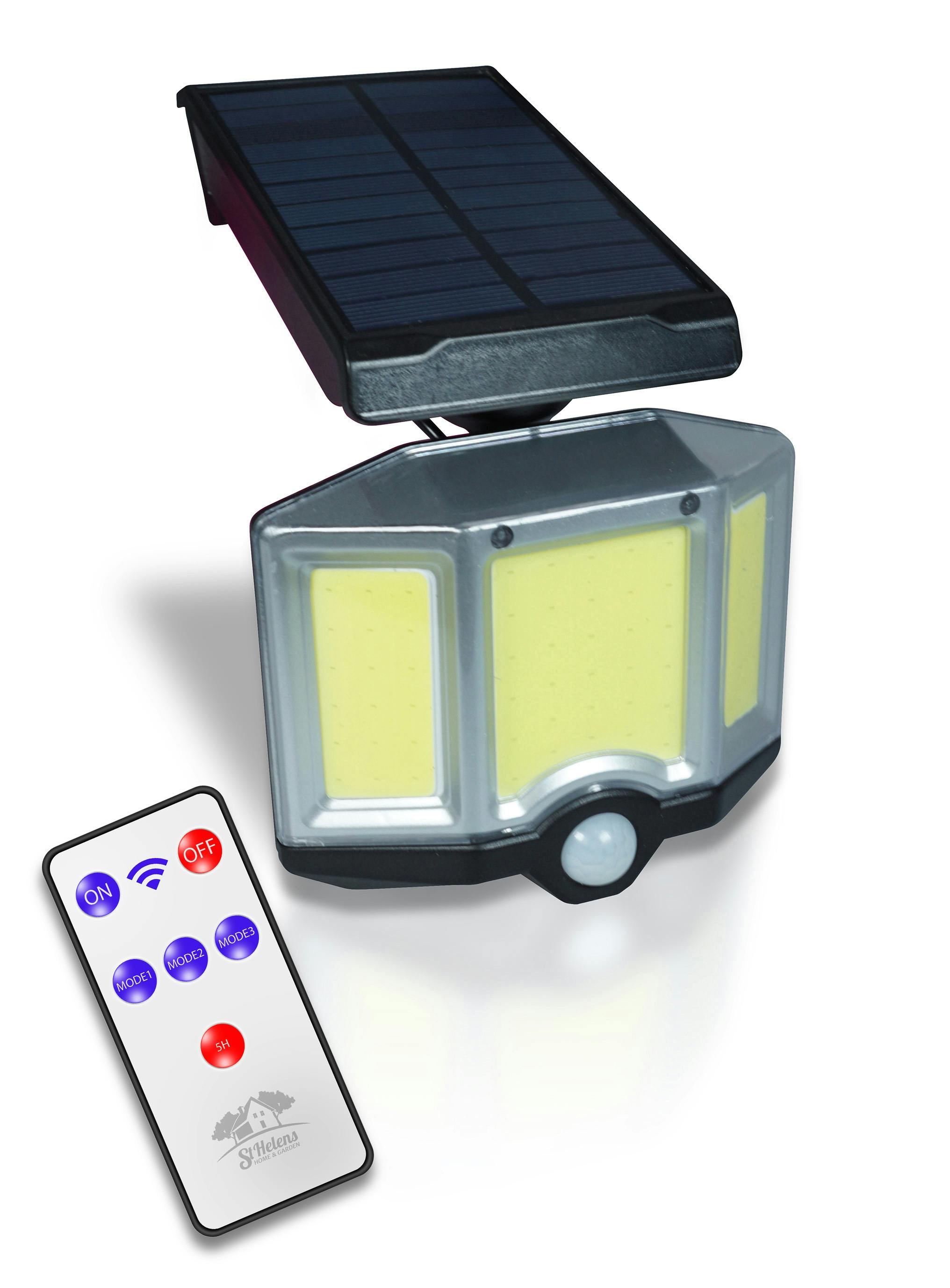 Rackhams Light Led Solar Security Wall Lamp With Remote Control And Movement Sensor