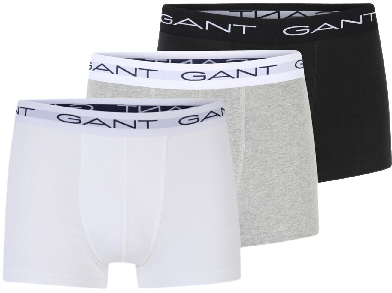 Gant Men's Black/White/Grey 3-Pack Classic Logo Boxer Trunks, - M