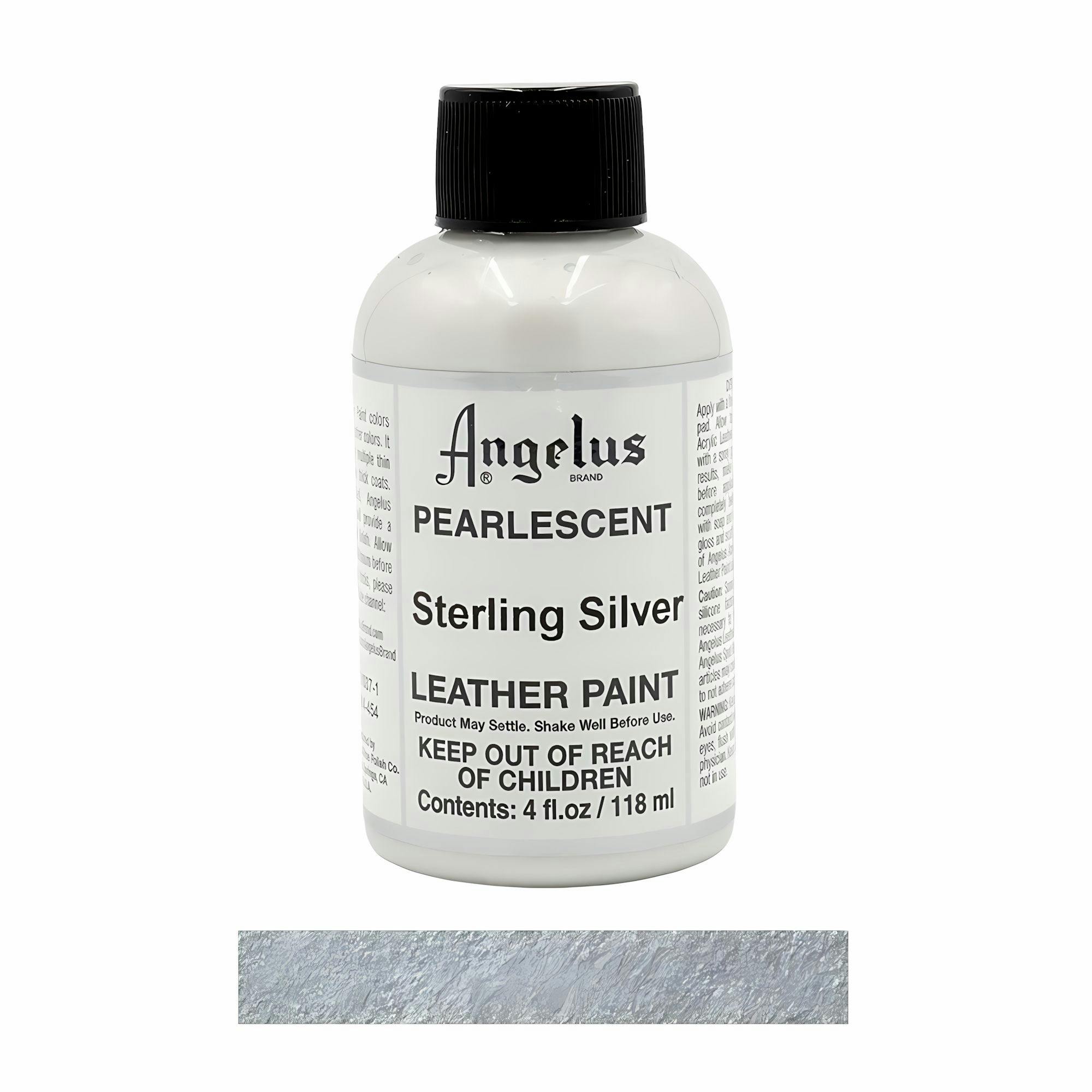 Angelus Silver Pearlescent Leather Paint For Sneaker Customs 4Oz - Sterling