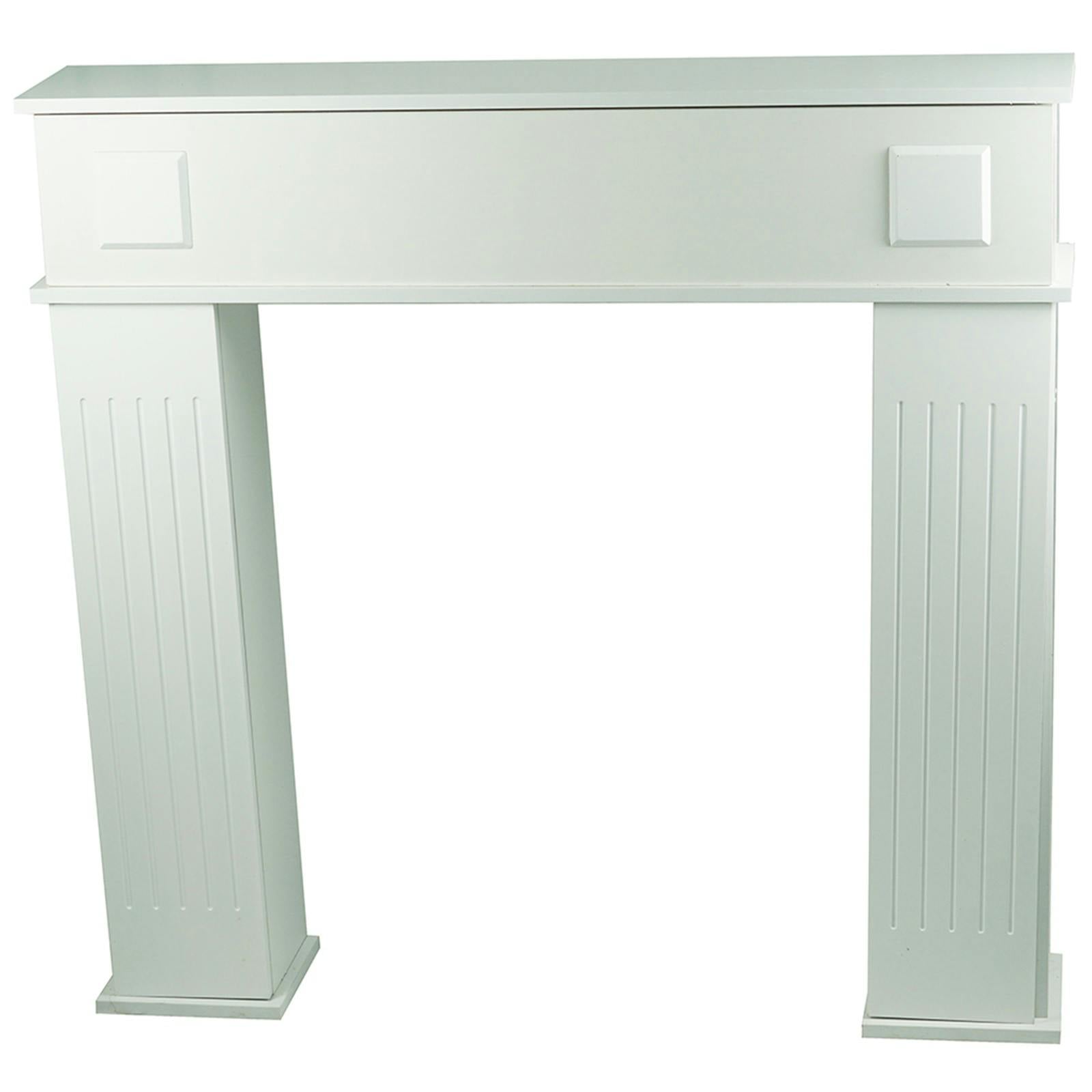 Gr8 Home White Wooden Fireplace Surround Mantelpiece Storage Cabinet Shelves Unit Stand