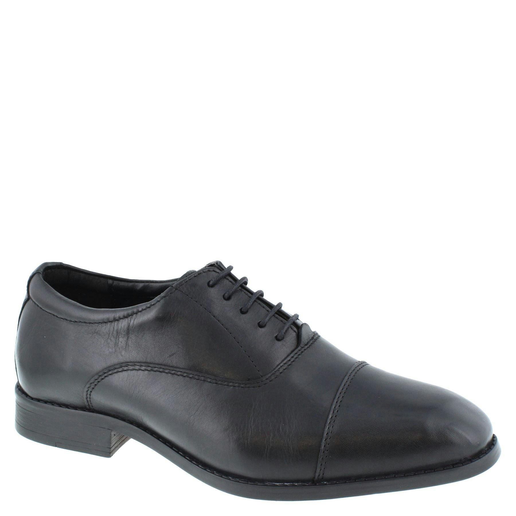 Hx London Men's Black Charing Leather Cap Oxford Shoes - 8 Uk