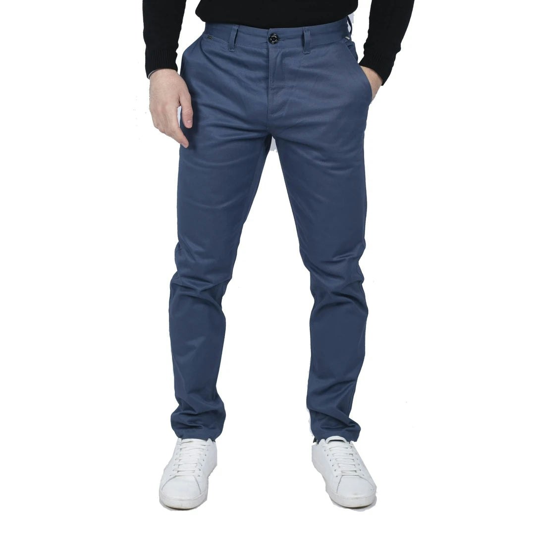 House Of Cavani Men's Blue Dakota - Regular Chino Jeans Trousers Stretch Classic - 32W 32L